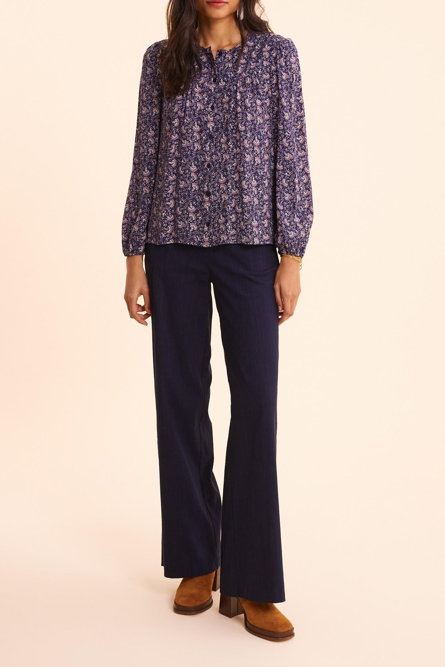 NAVY BLOUSE WITH ROCK FLORAL PRINT MARINE 2
