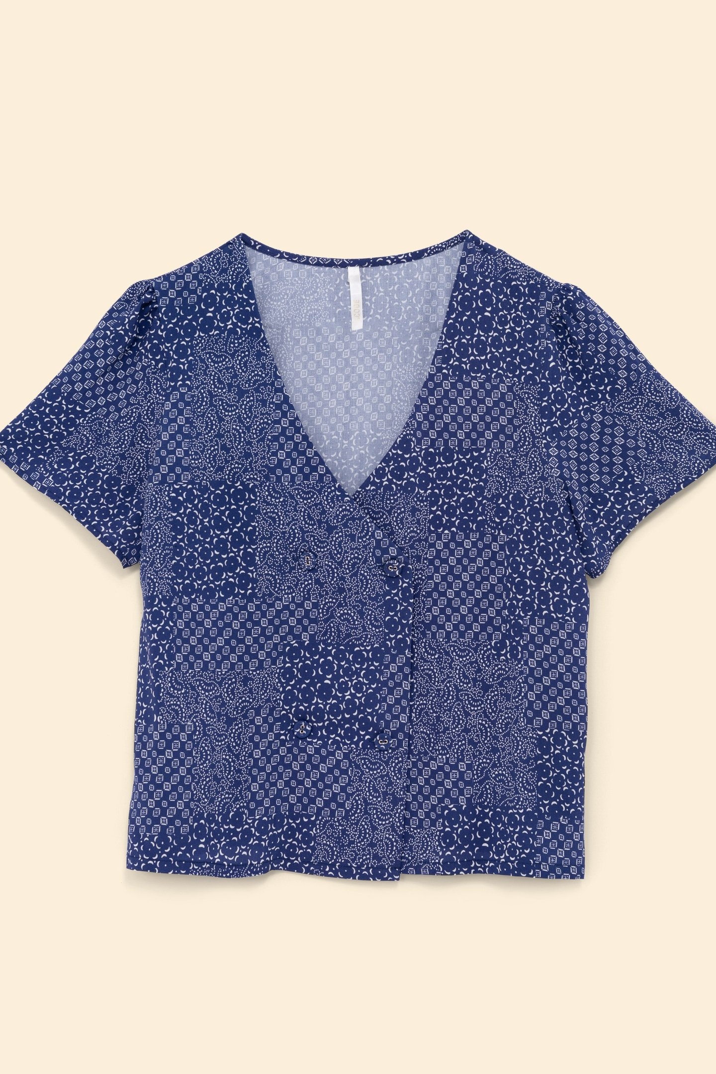 GRAPHIC PATCHWORK PRINTED NAVY TOP MARINE 3