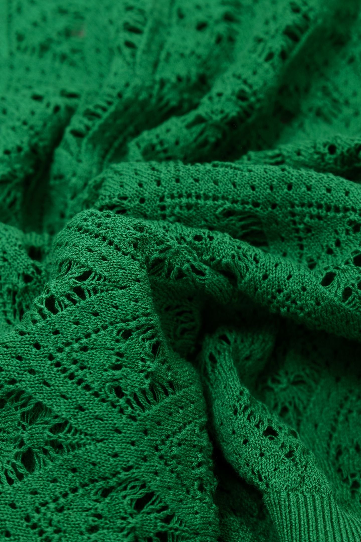 GREEN CROCHET-STYLE OPENWORK KNIT SWEATER 6