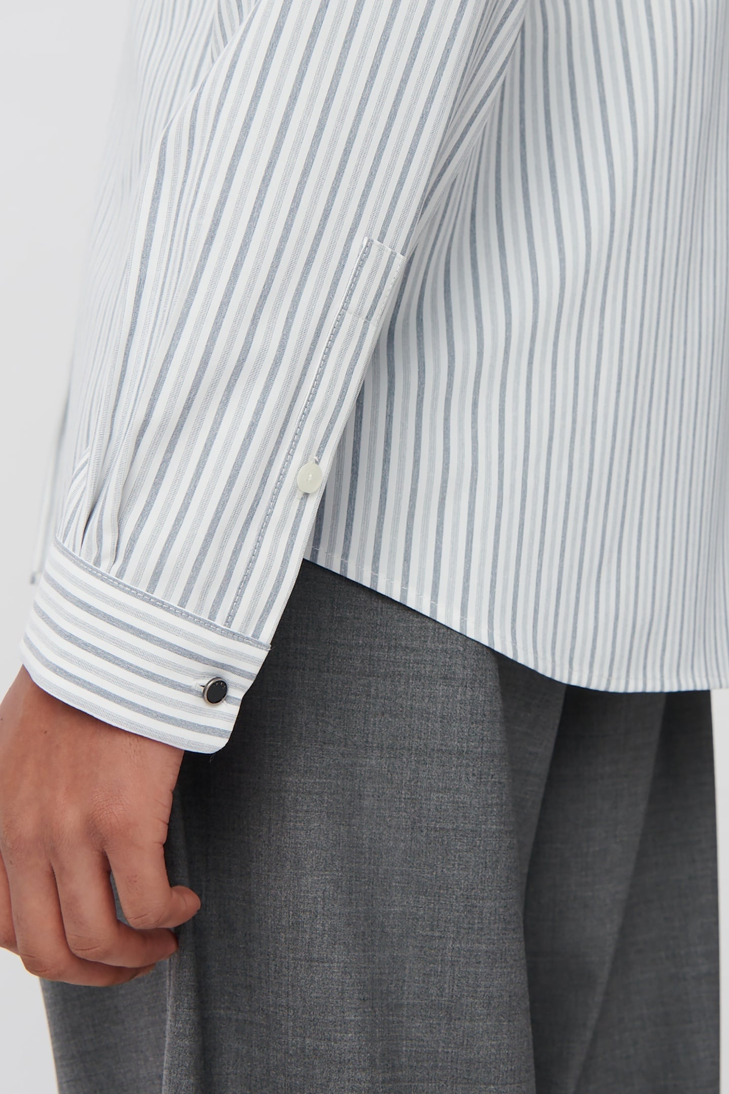 WHITE SEAWOOL® REGULAR SHIRT WITH NAVY STRIPES 5