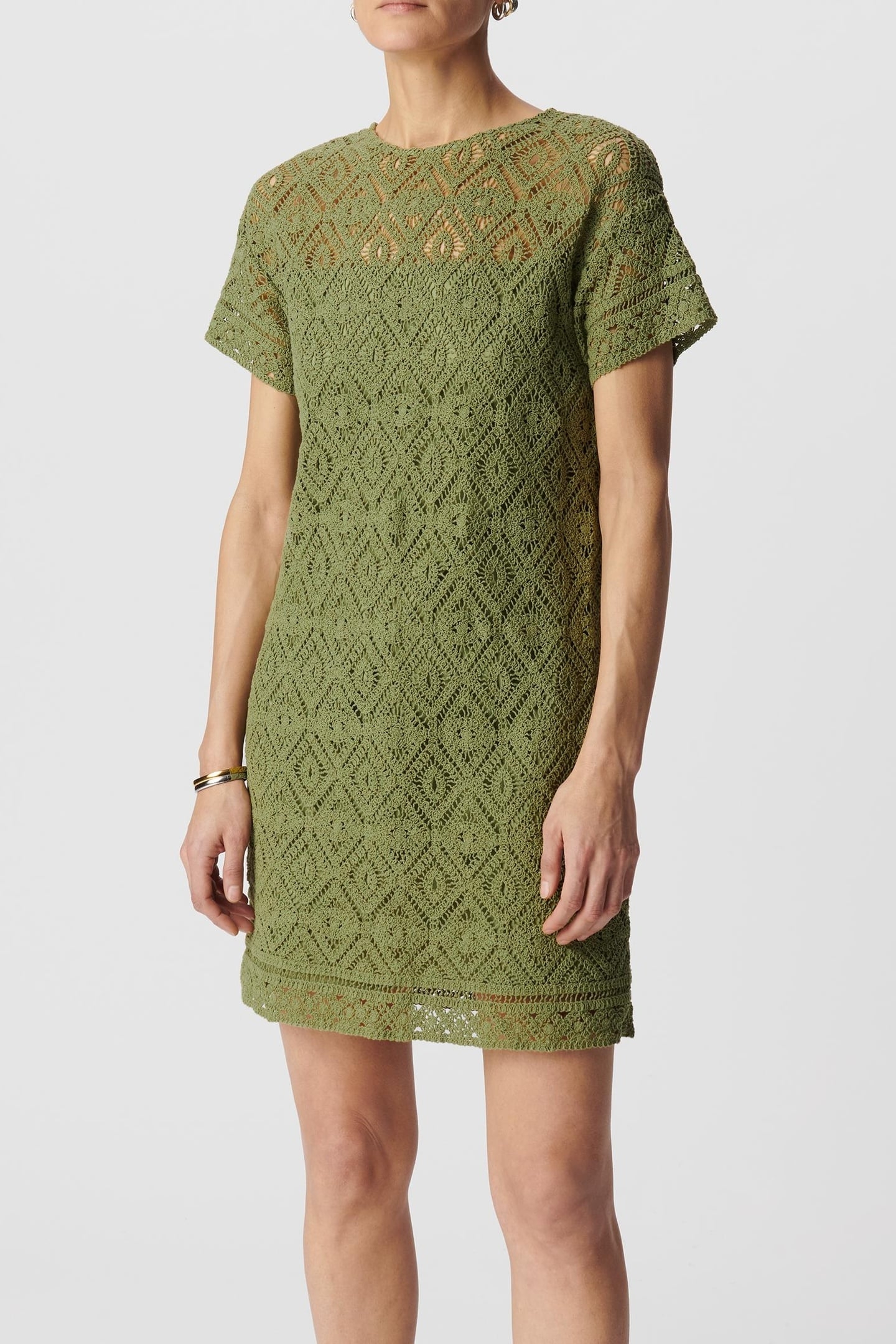 GREEN DRESS ORGANIC COTTON CROCHET LACE 2