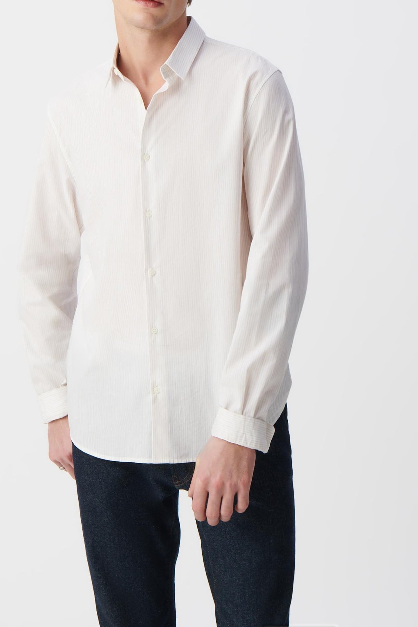 BEIGE SLIM SHIRT WITH WATERCOLOUR STRIPES 2