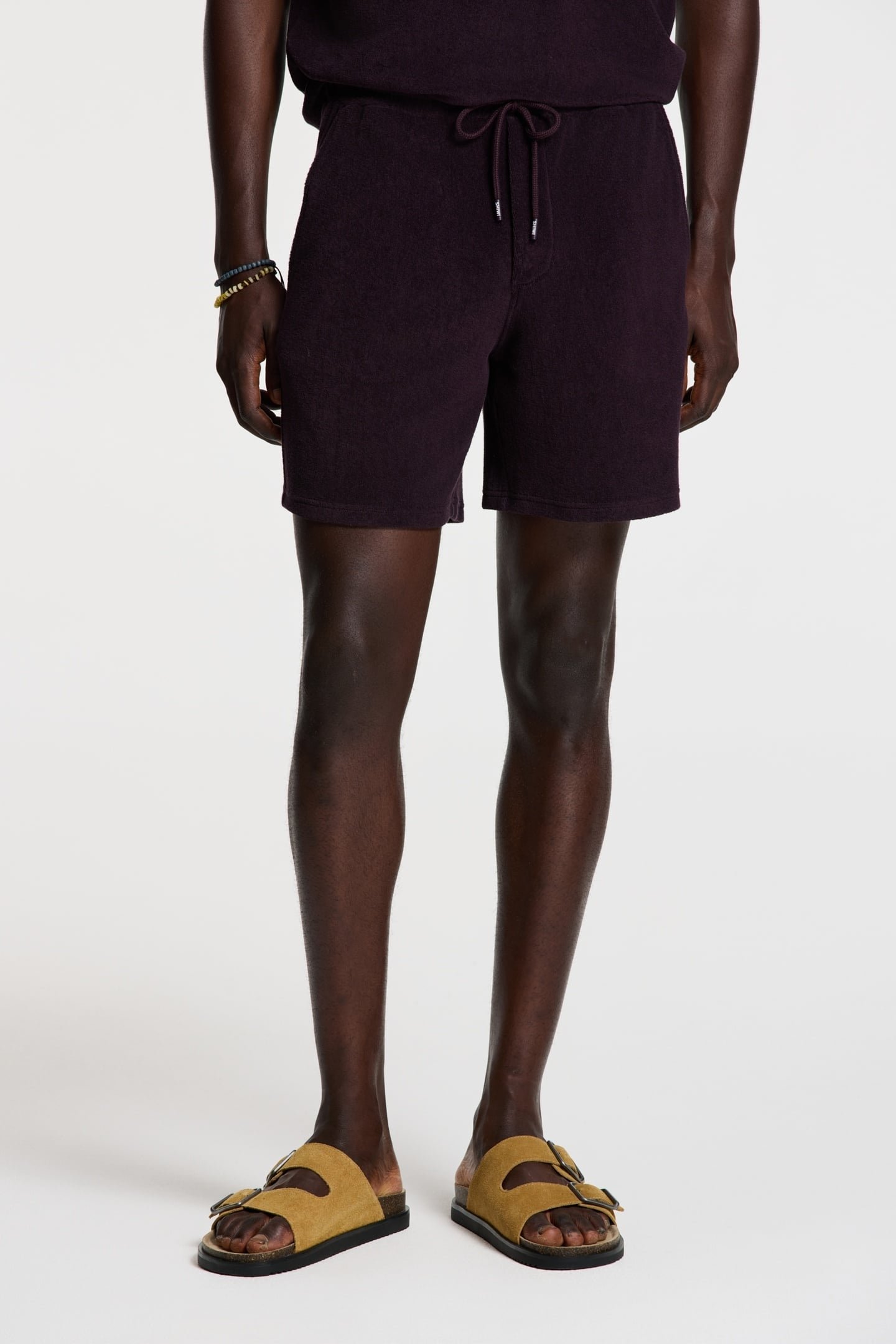 EVAN TOWELING SHORTS SOLID PURPLE ROCK 2