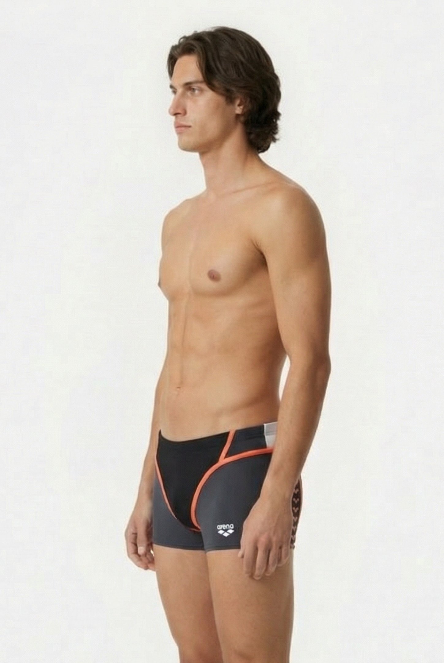 MEN'S ARENA ICONS SWIM SHORT PANEL ASPHALT BLACK WHITE BRIGH 3