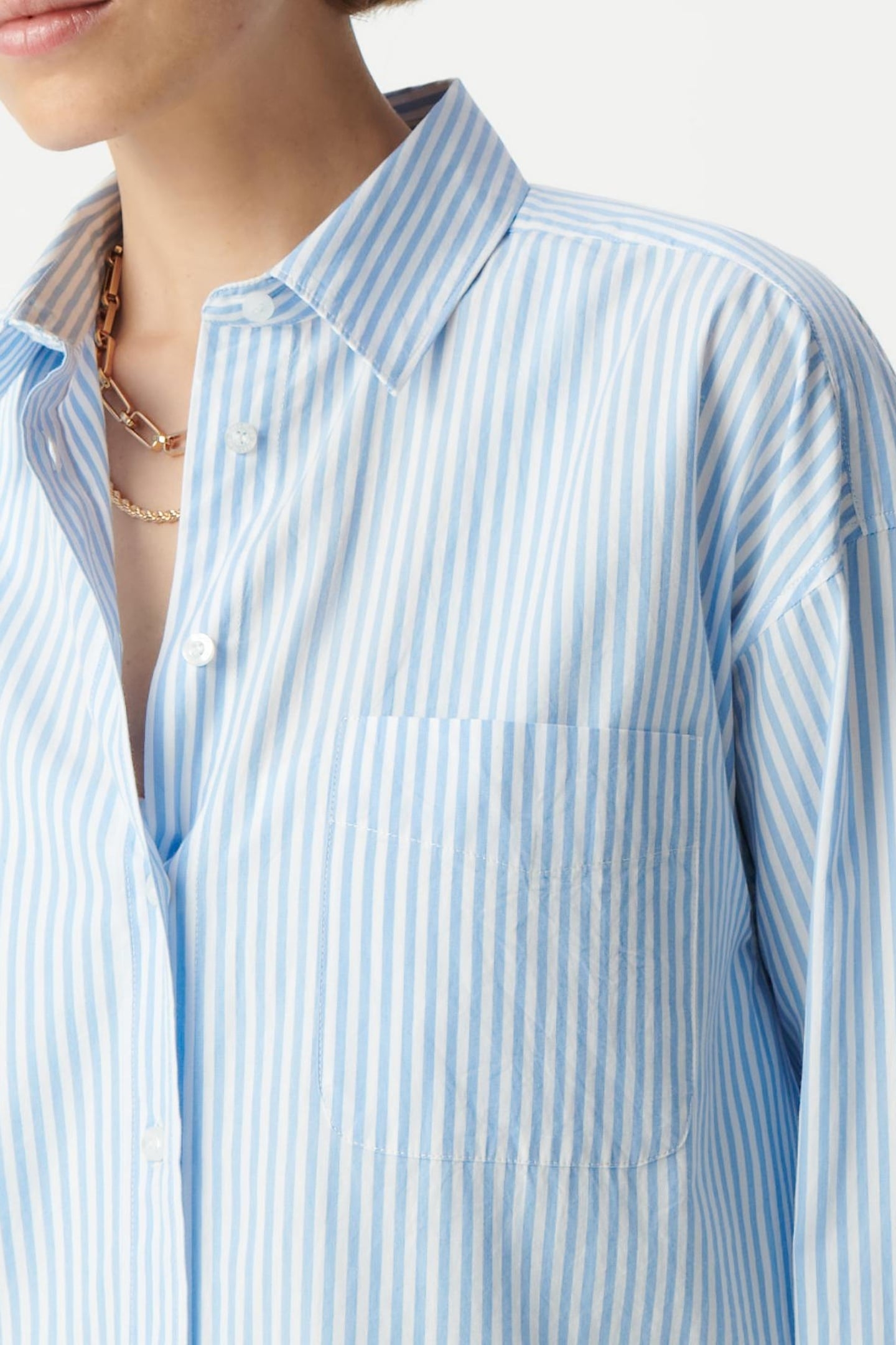 OVERSIZED BLUE STRIPED ORGANIC COTTON SHIRT 5