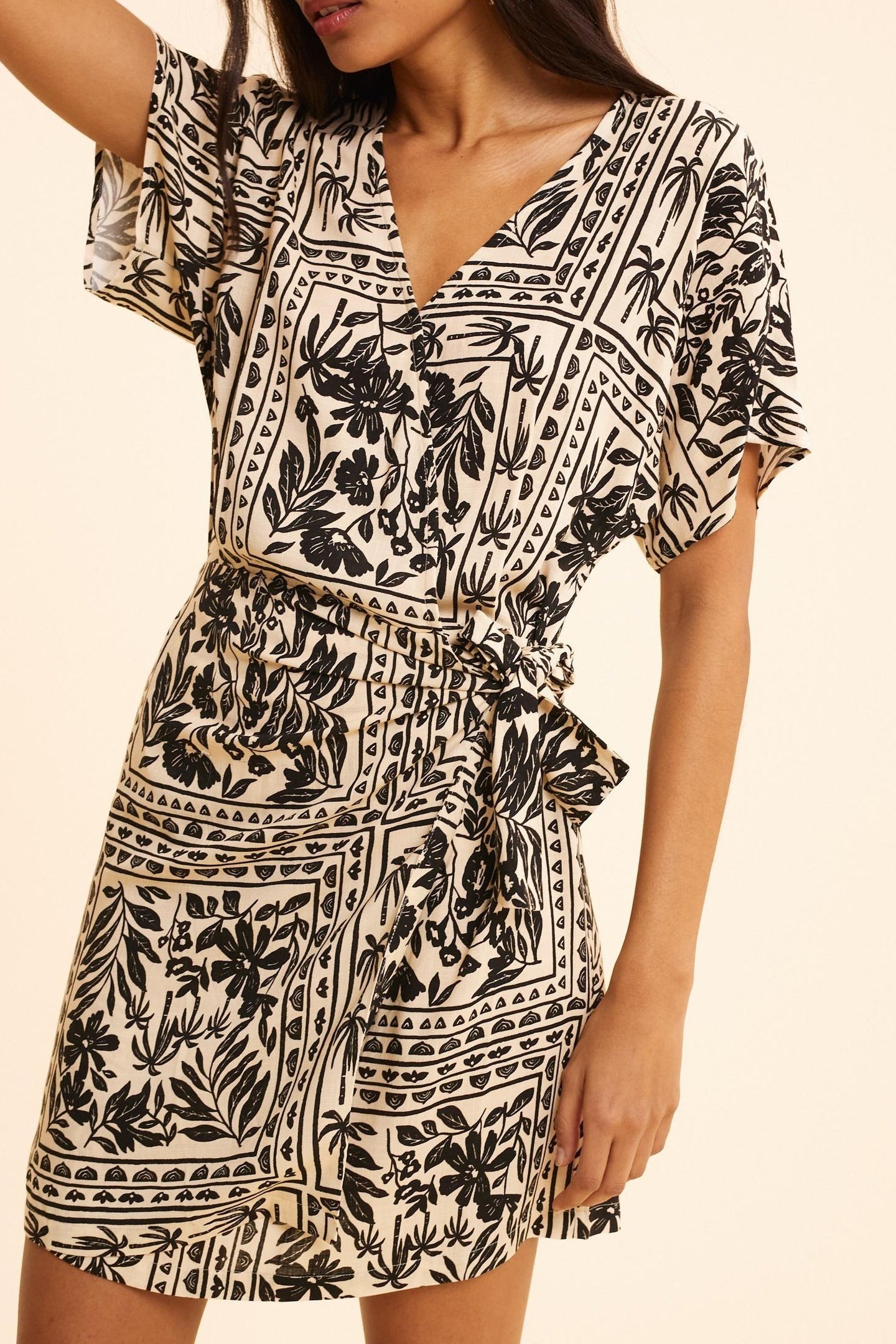 ECRU BANDANA PRINT DRESS ECRU 1