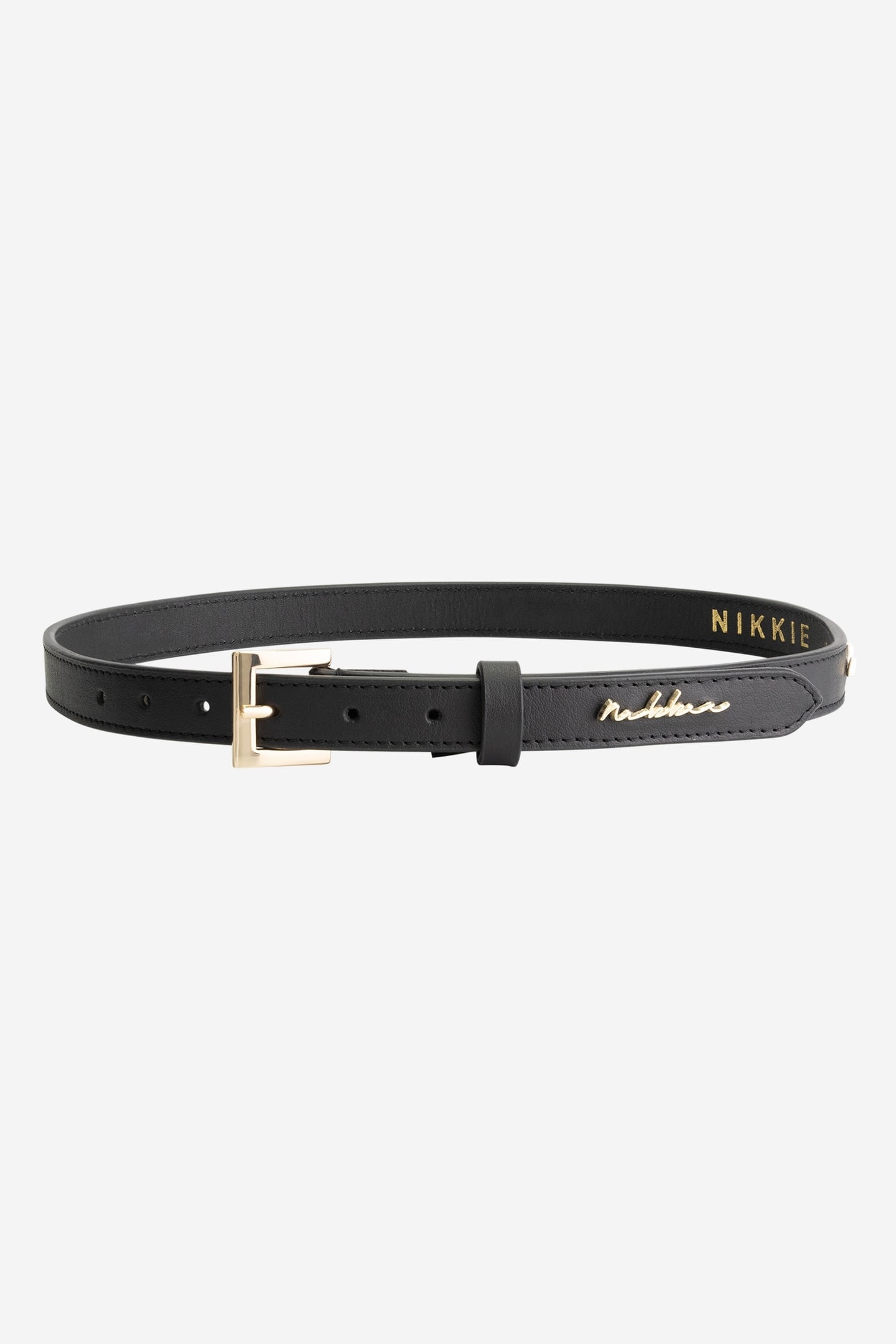 SIGNATURE LEATHER BELT BLACK/GOLD 2