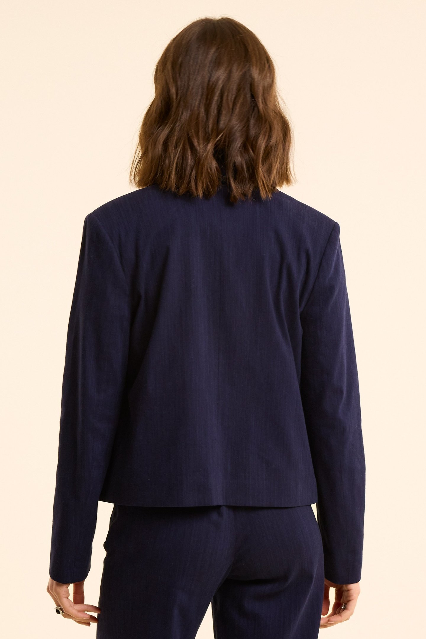 NAVY SEMI-PLAIN SUIT JACKET MARINE 4