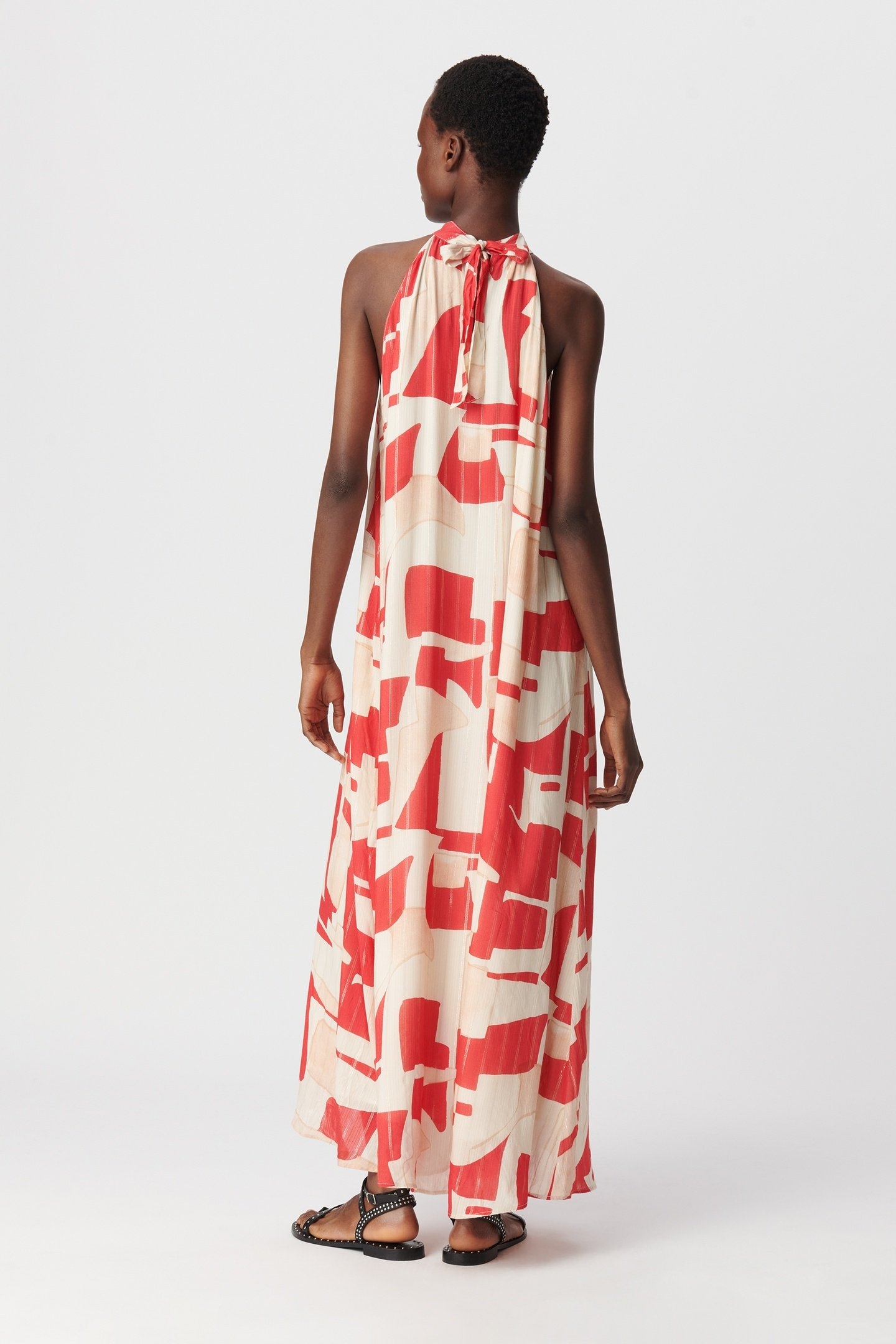 RED GEOMETRIC PRINT MAXI DRESS 3
