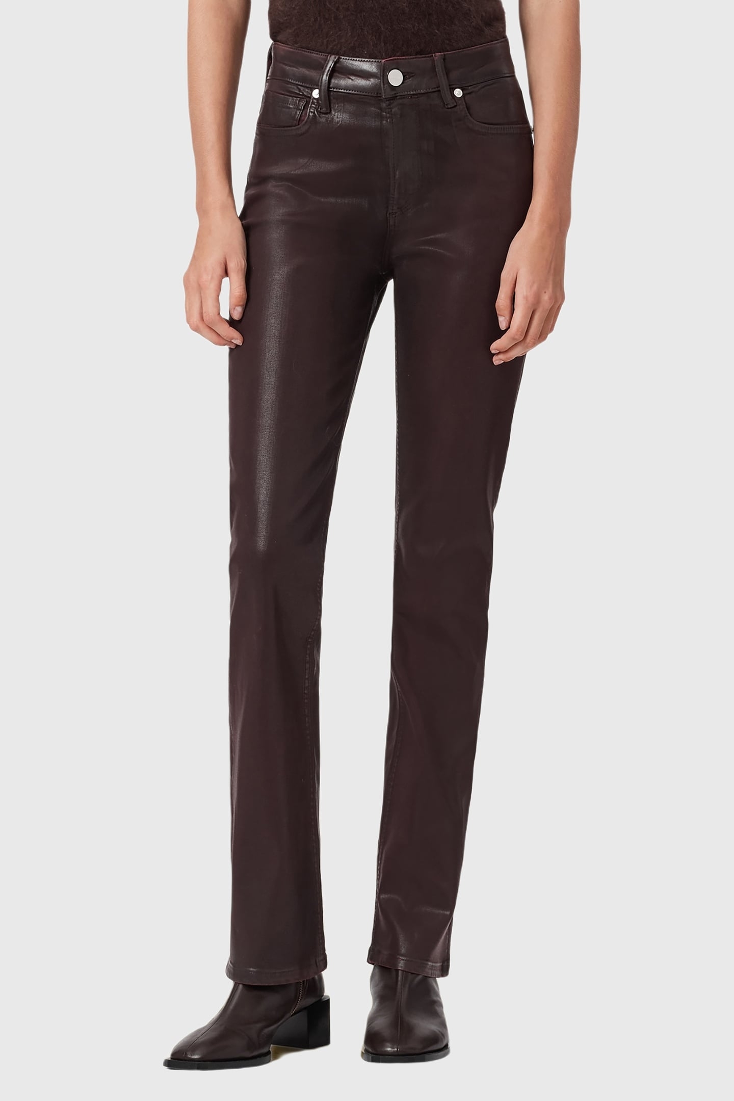 HALDAN COATED JEAN BURGUNDY RED 2