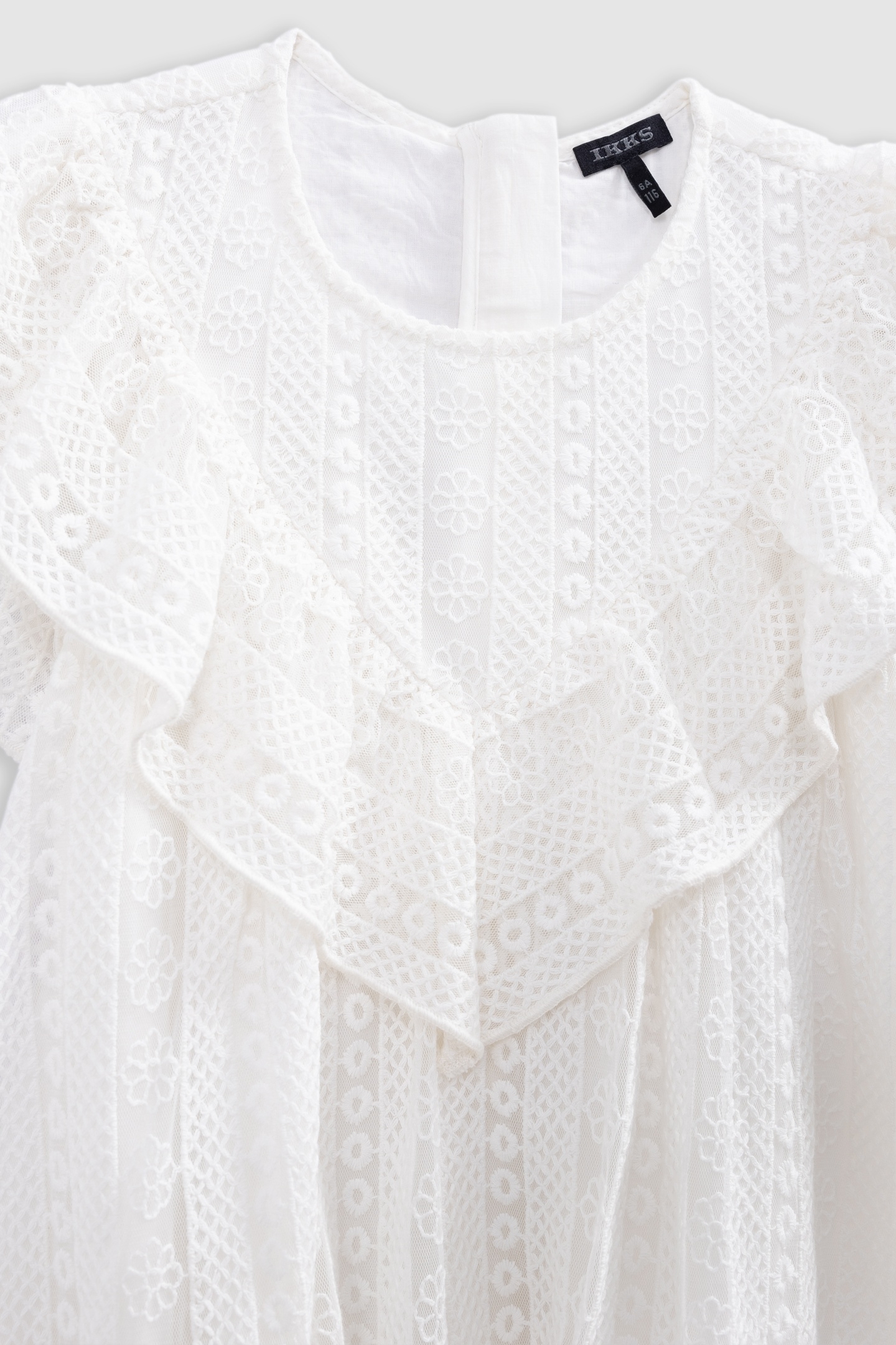 ECRU LACE DRESS WITH FLOUNCED BIB 3