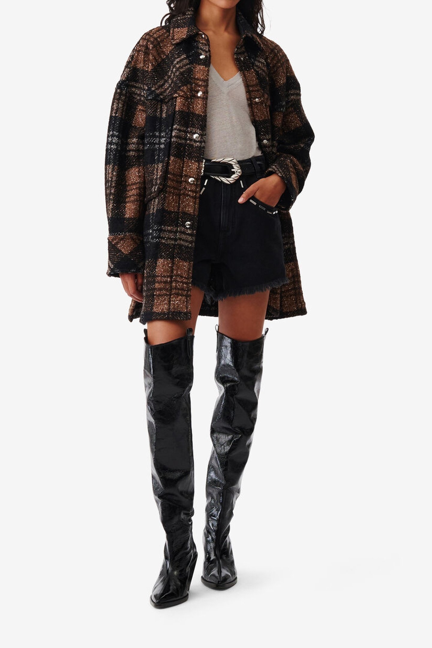 ZAHI OUTERWEAR BLACK/BROWN 2