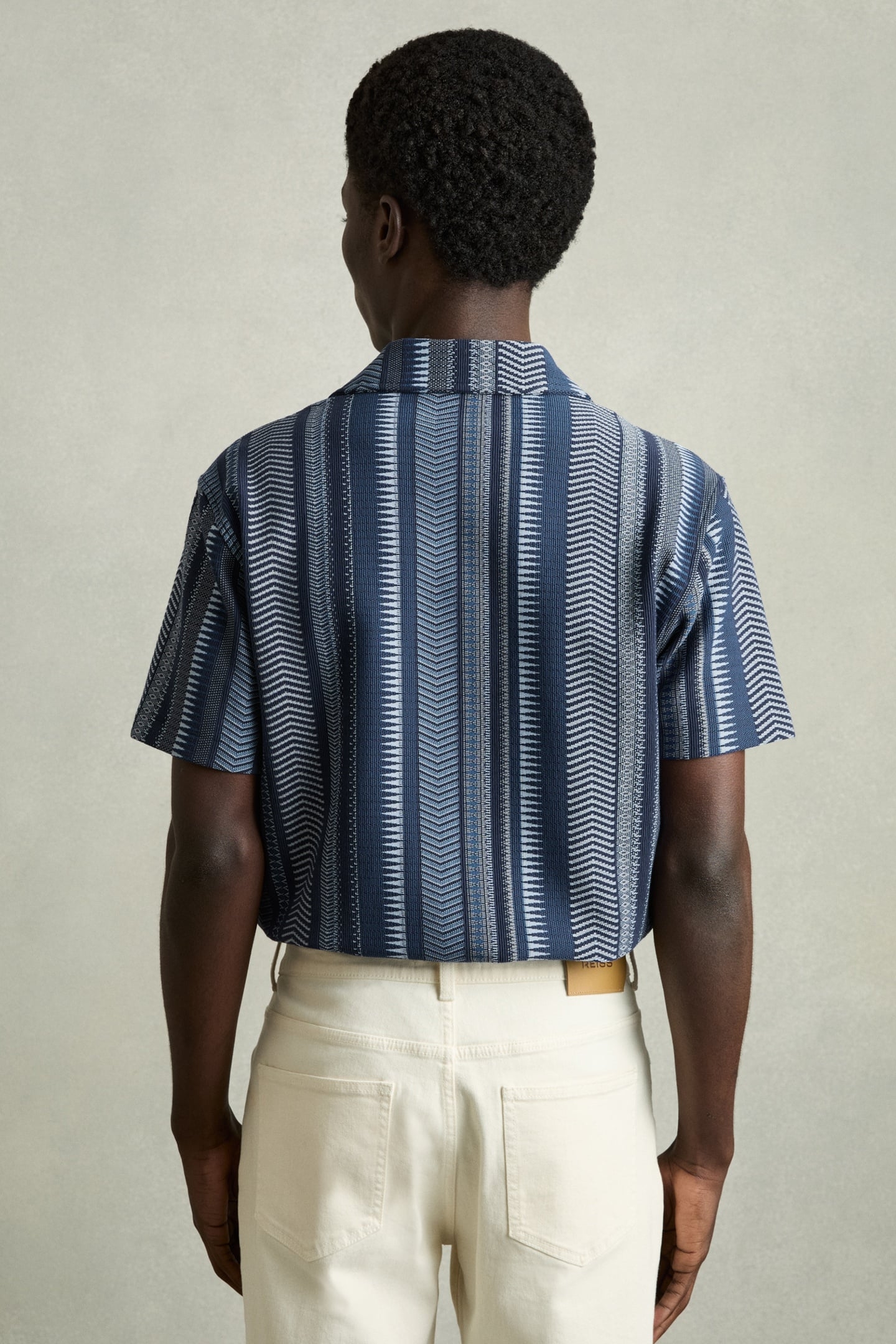 SS AZTEC STRIPE CUBAN SHIRT NAVY 2