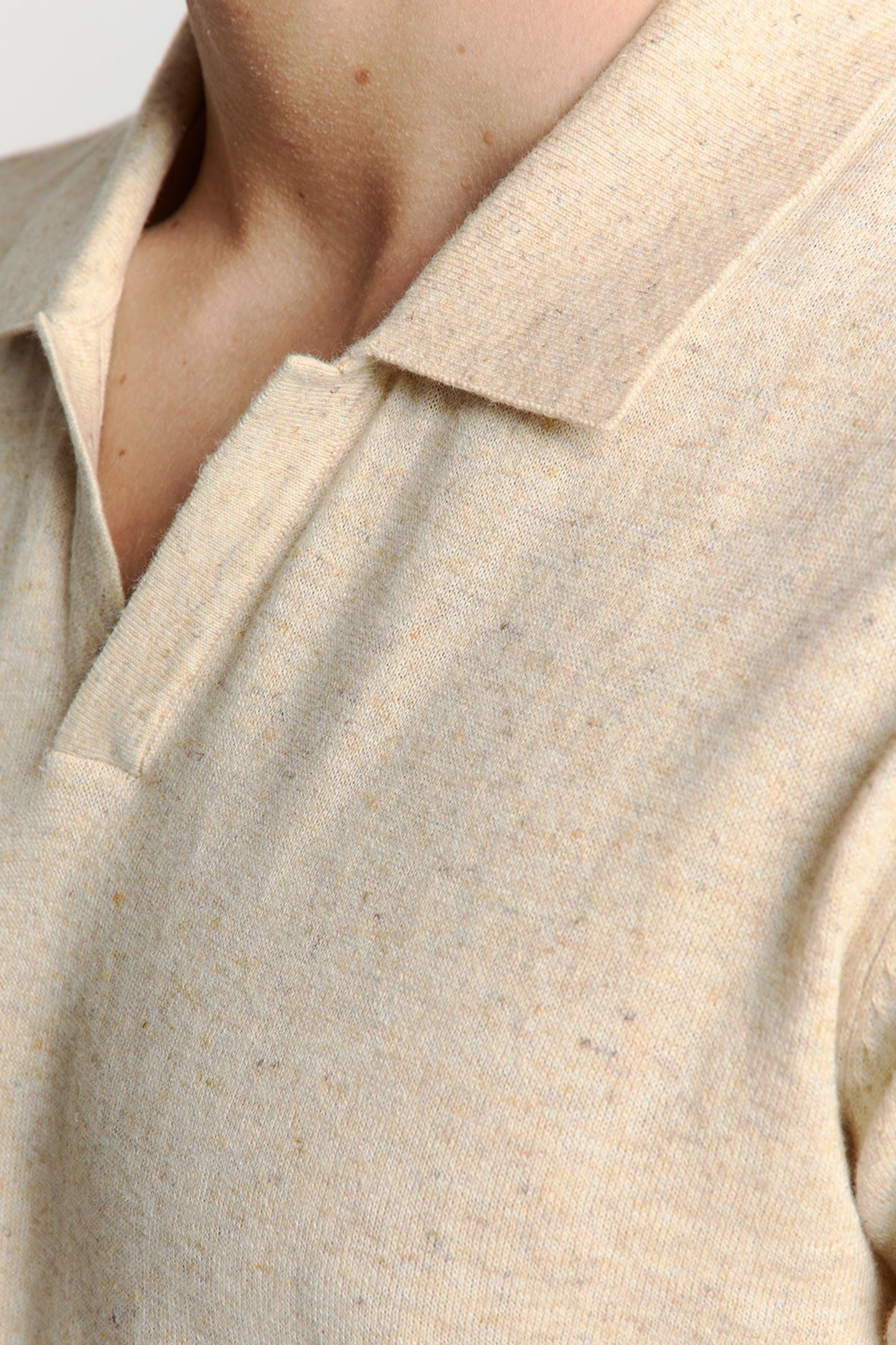 PULLOVER SHORT SLEEVE POLO V MELANGE WITH LINEN SAND 6