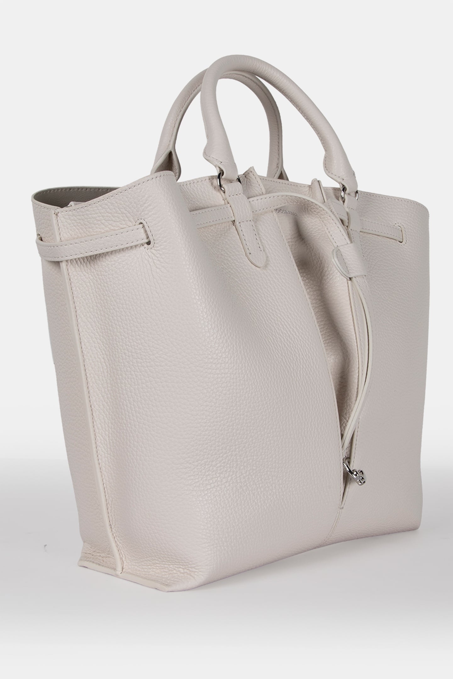 MEDIUM LEATHER TOTE BAG IN WHITE 3