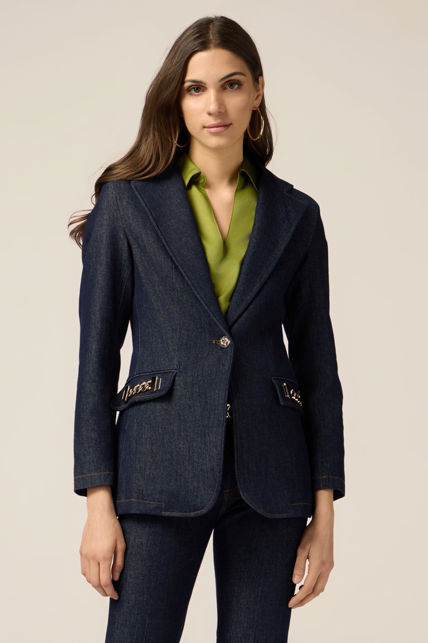 DENIM BLAZER WITH METAL CHAINS BLUE 1