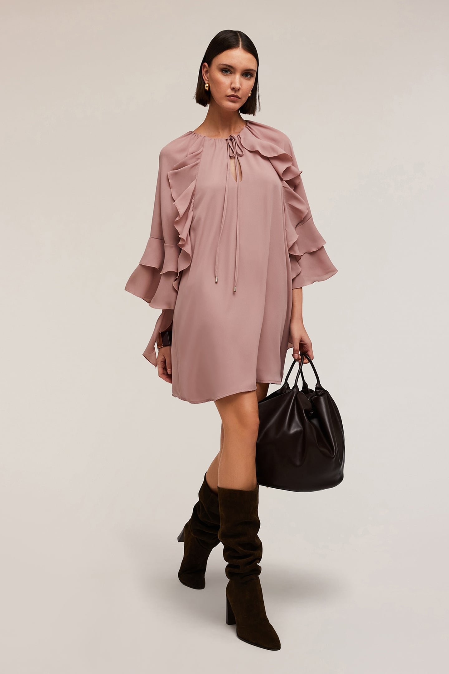 SHORT DRESS WITH RUFFLES PINK 1