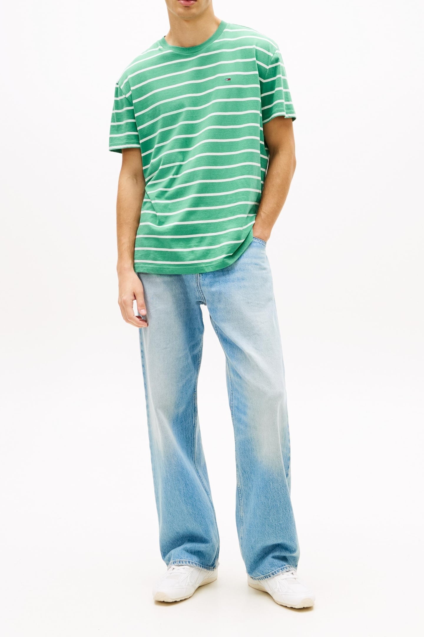 REGULAR STRIPE SS TEE BAHAMA GREEN STRIPE 1