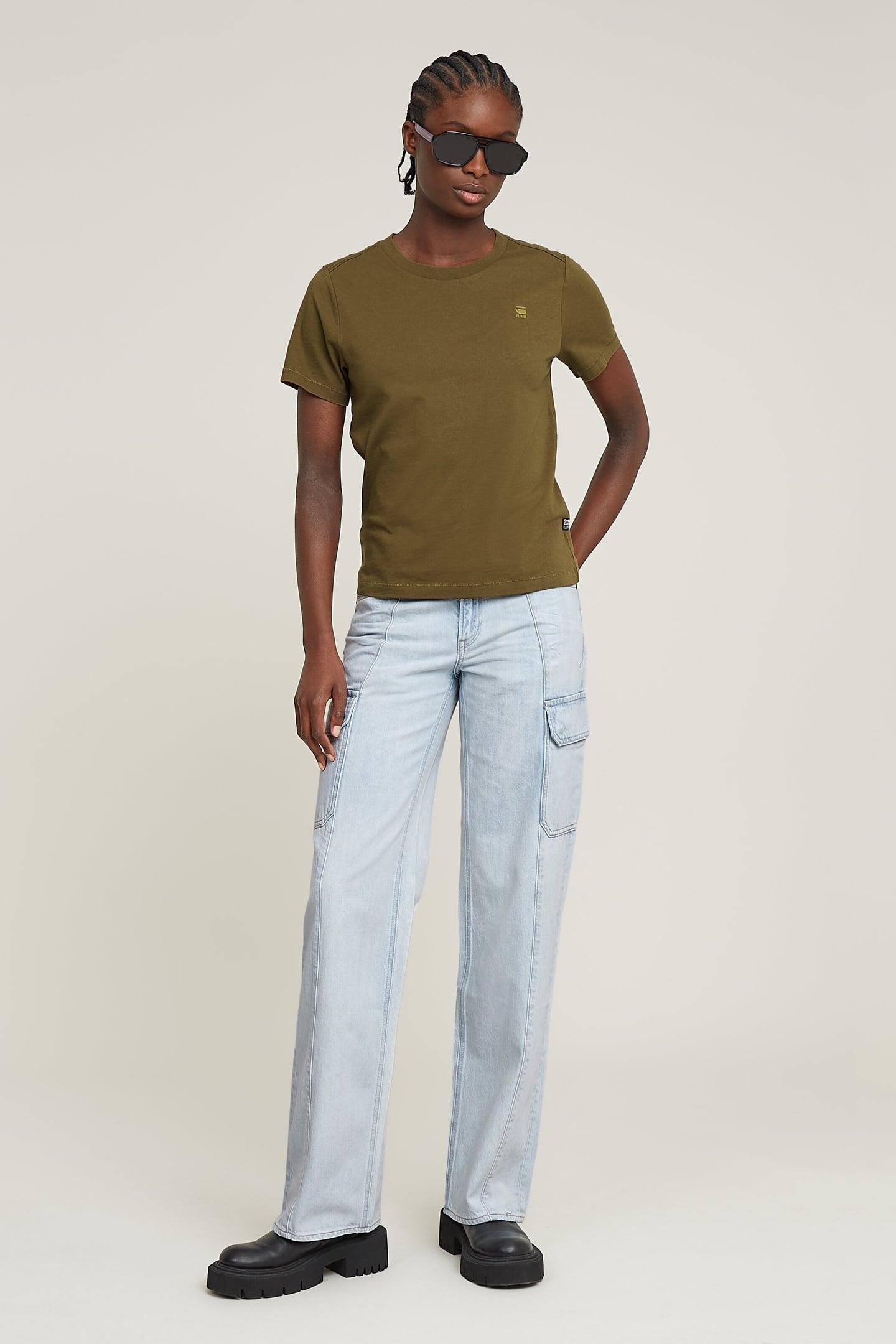 JUDEE CARGO DENIM JEANS SUN FADED PISCINA BLUE 1