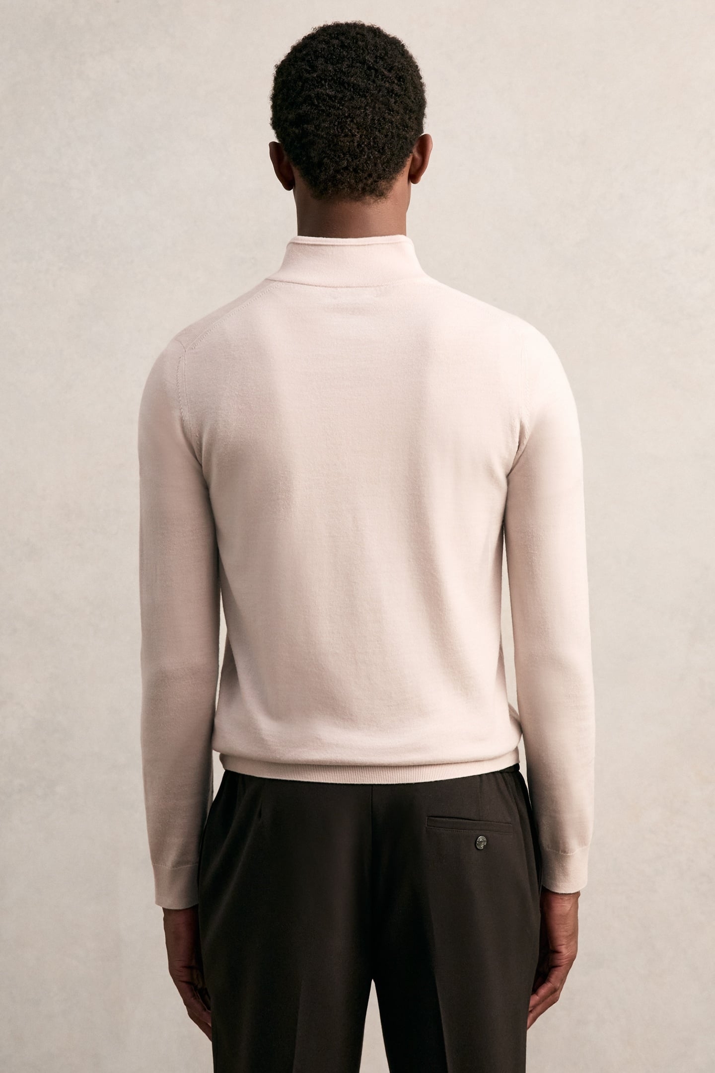 LS HALF ZIP FUNNEL MERINO WOOL JUMPER BEIGE 3