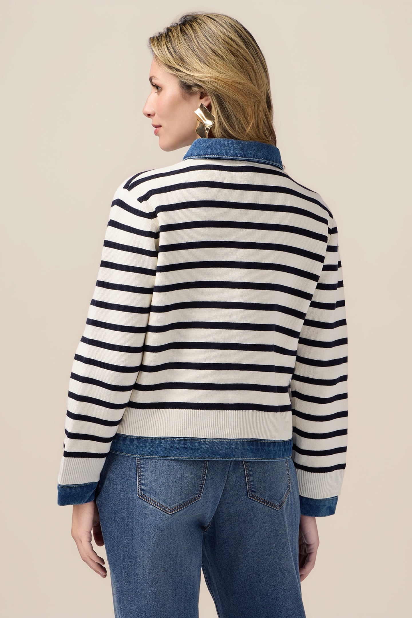 CARDIGAN WITH DENIM INSERTS BLUE 2