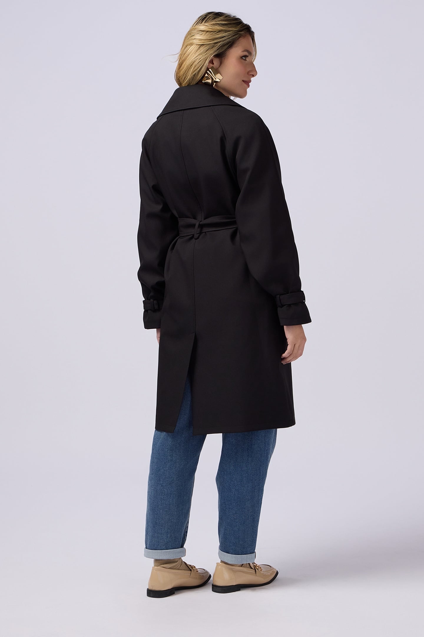 DOUBLE-BREASTED TRENCH COAT BLACK 4