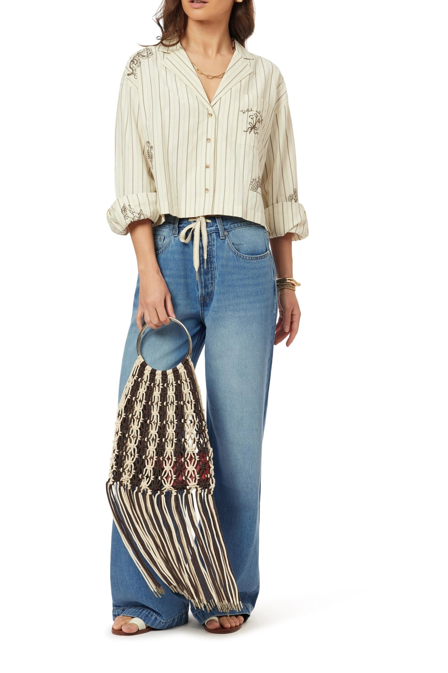 EMBROIDERED NOTCH LAPEL SHIRT HOT FUDGE STRIPE 4