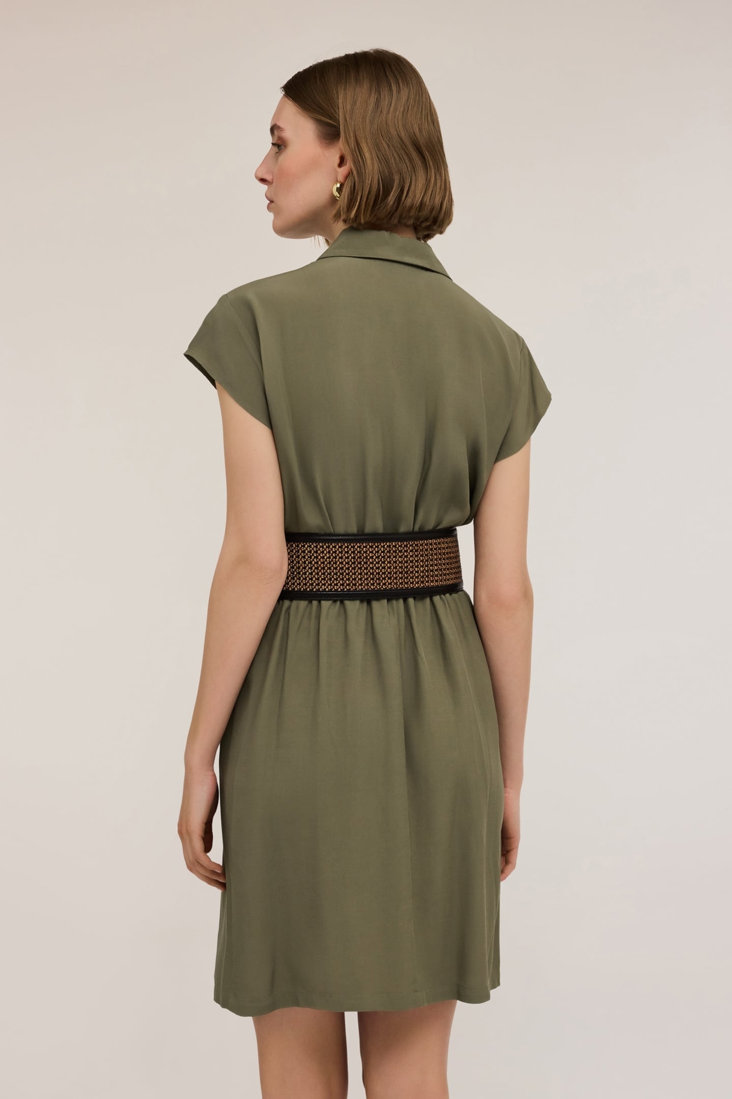 CHEMISIER DRESS WITH POCKETS MILITARY GREEN 3