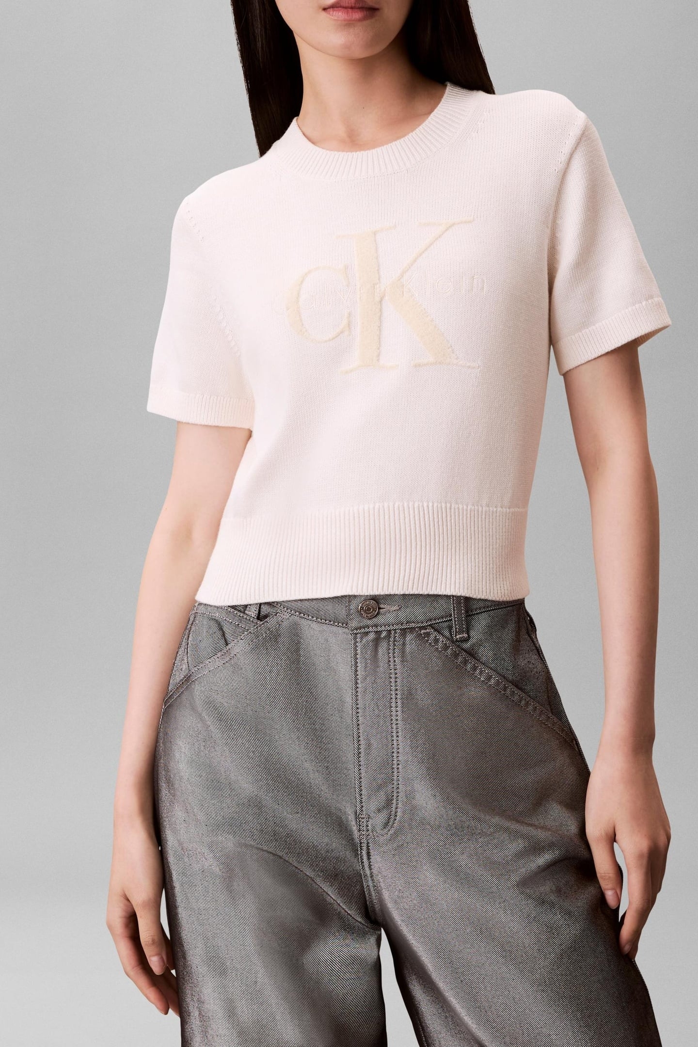 CHUNKY COTTON GRAPHIC SWEATER WHITE GREIGE 3