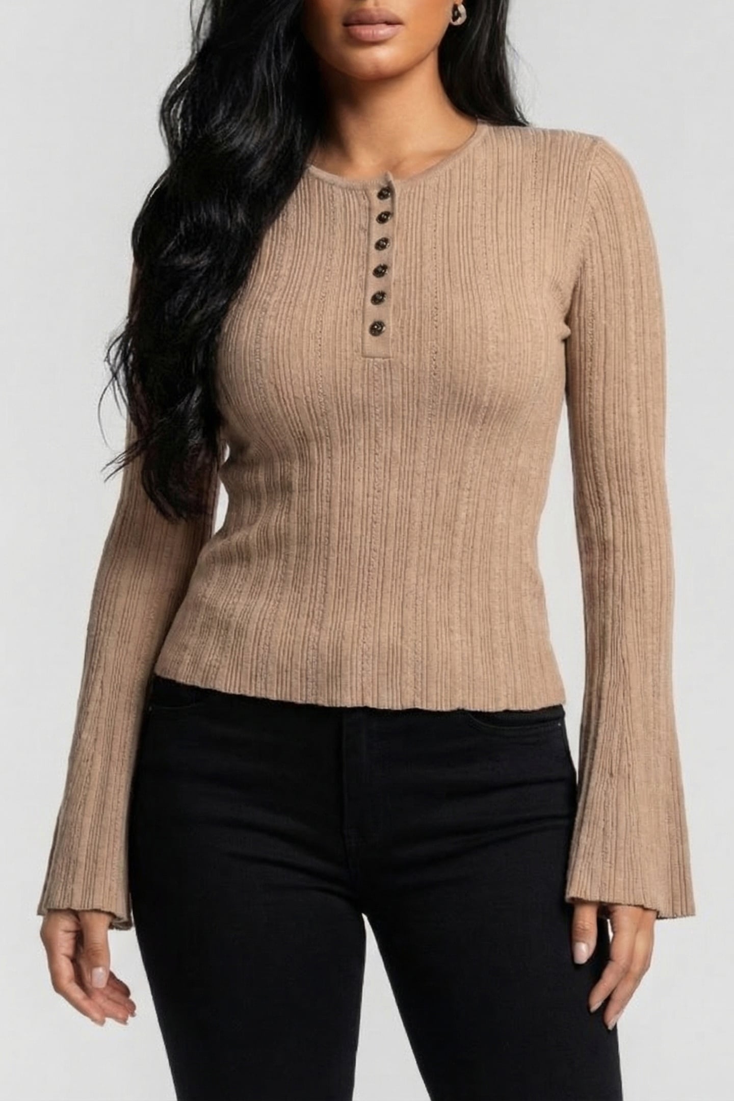 MARCIANO BY GUESS GIADA LS SWEATER TOP NATURAL ALMOND 1