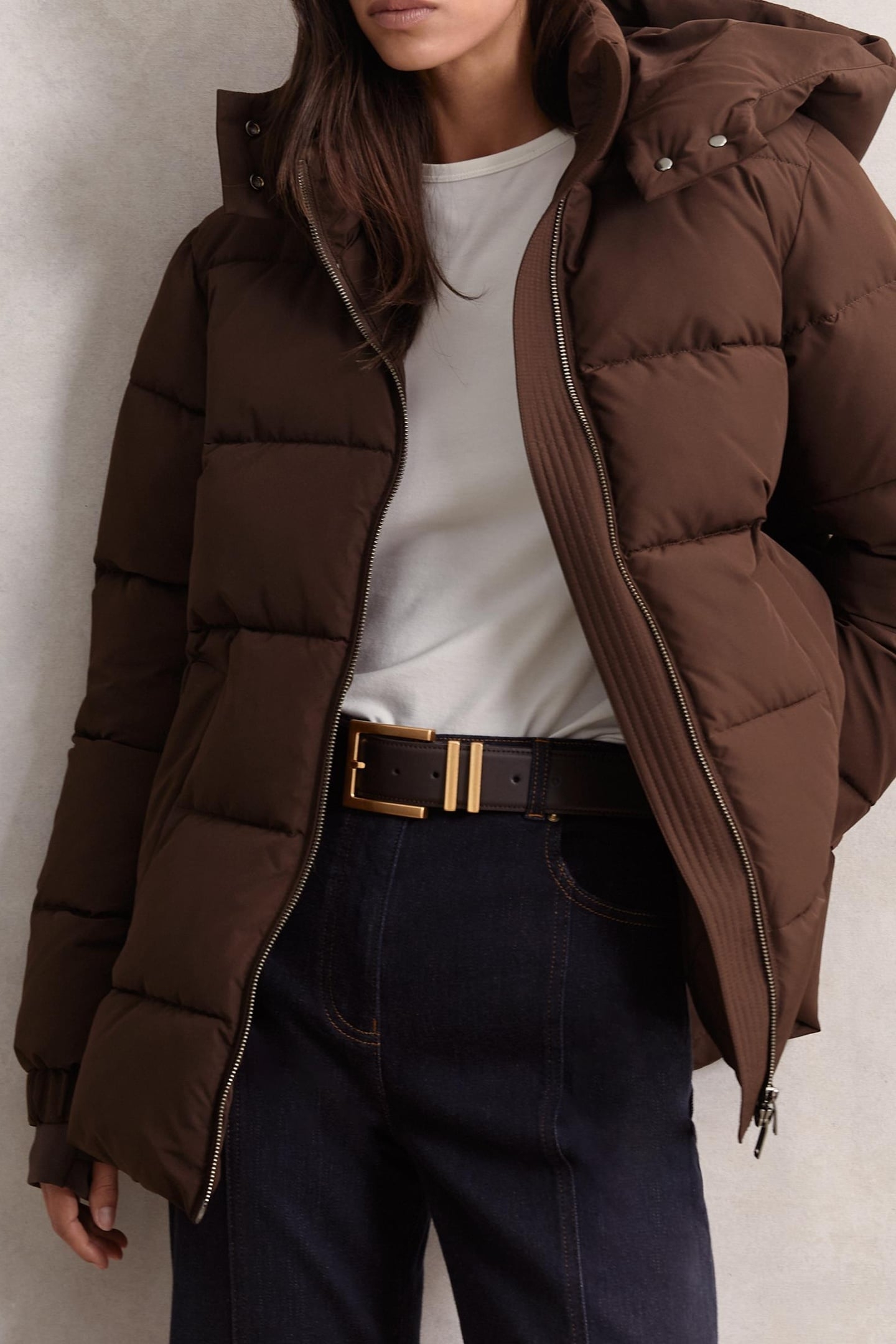 SHORT PUFFER COAT CHOCOLATE BROWN 1