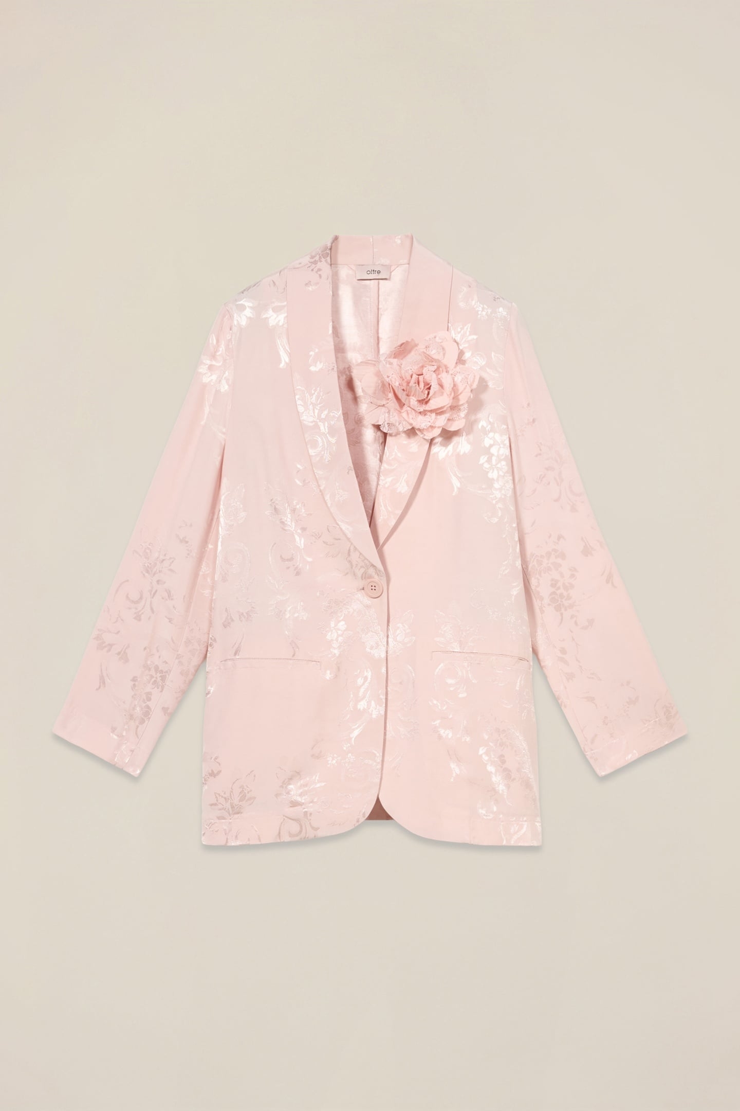 JACQUARD BLAZER WITH BROOCH PINK 3