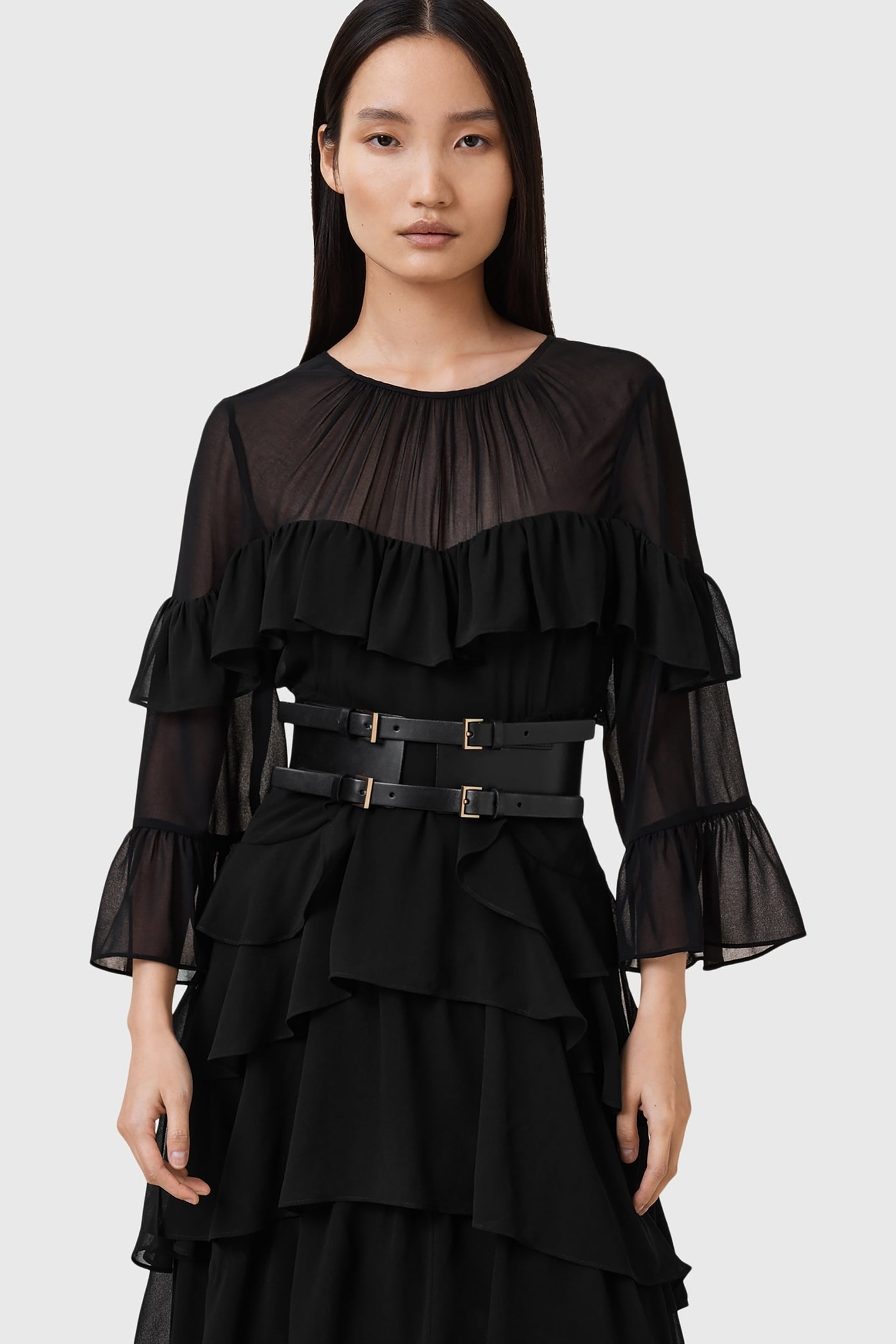 CORA WAIST BELT BLACK/WARM BRASS 1