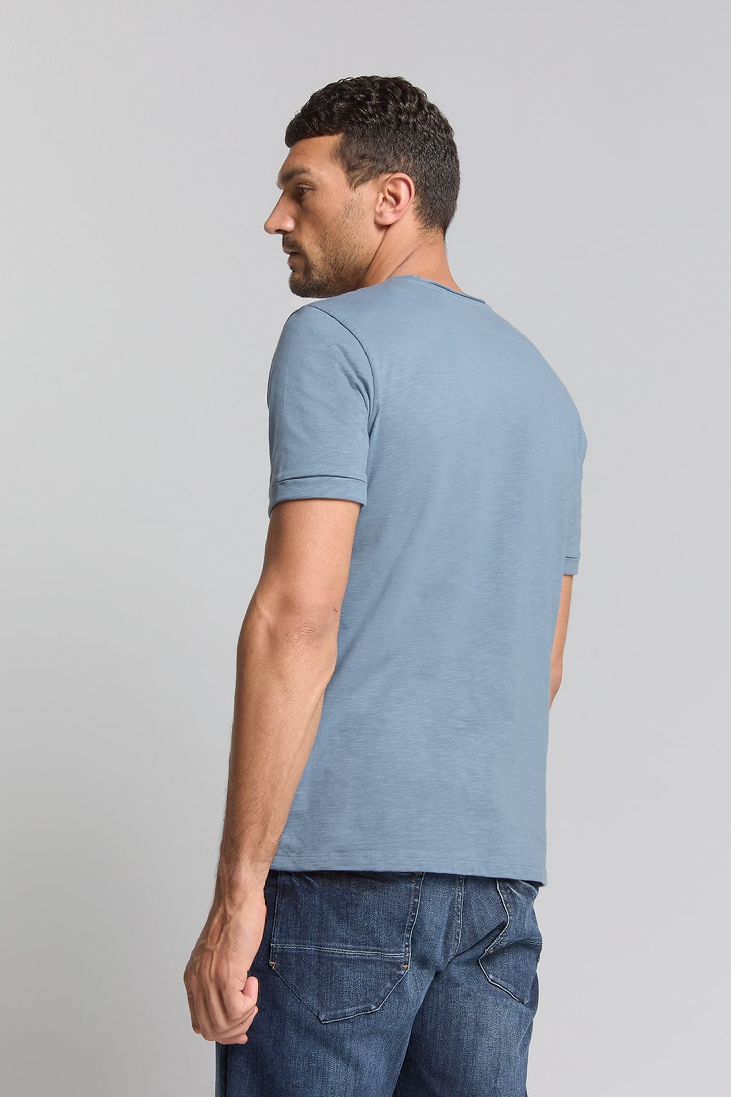 T-SHIRT CREWNECK SLUB WASHED BLUE 4