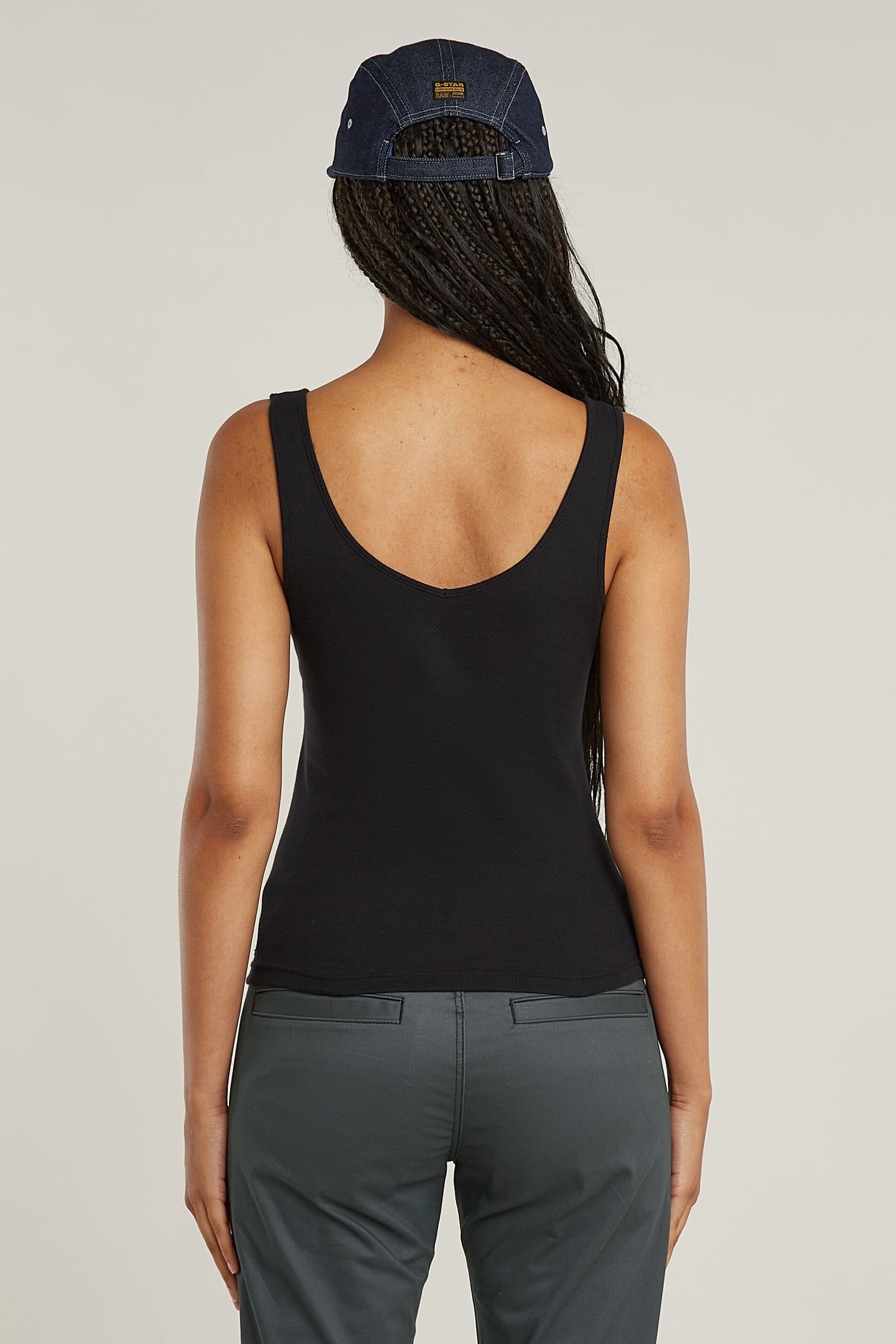 ASYMMETRICAL ZIP SLIM TANK TOP DK BLACK 3