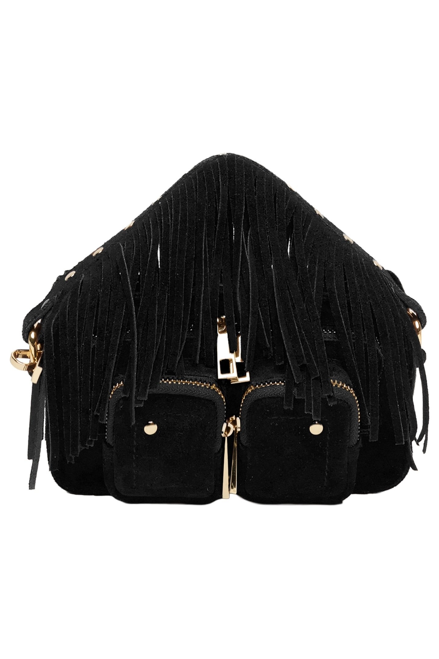 HELENA FRINGE SUEDE BLACK W. GOLD 2