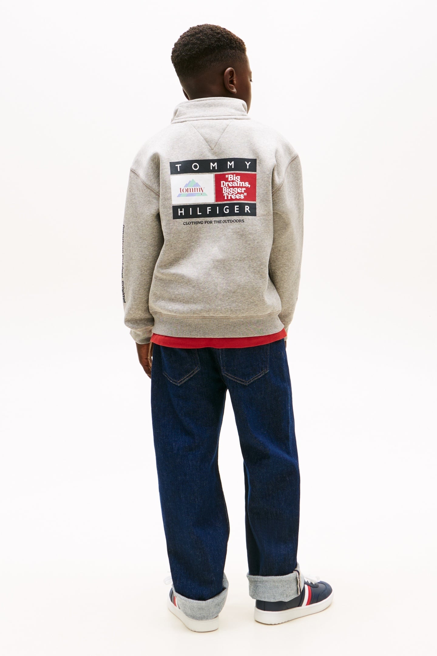 BOYS MULTI PRINT HALF ZIP MID GREY HEATHER 3