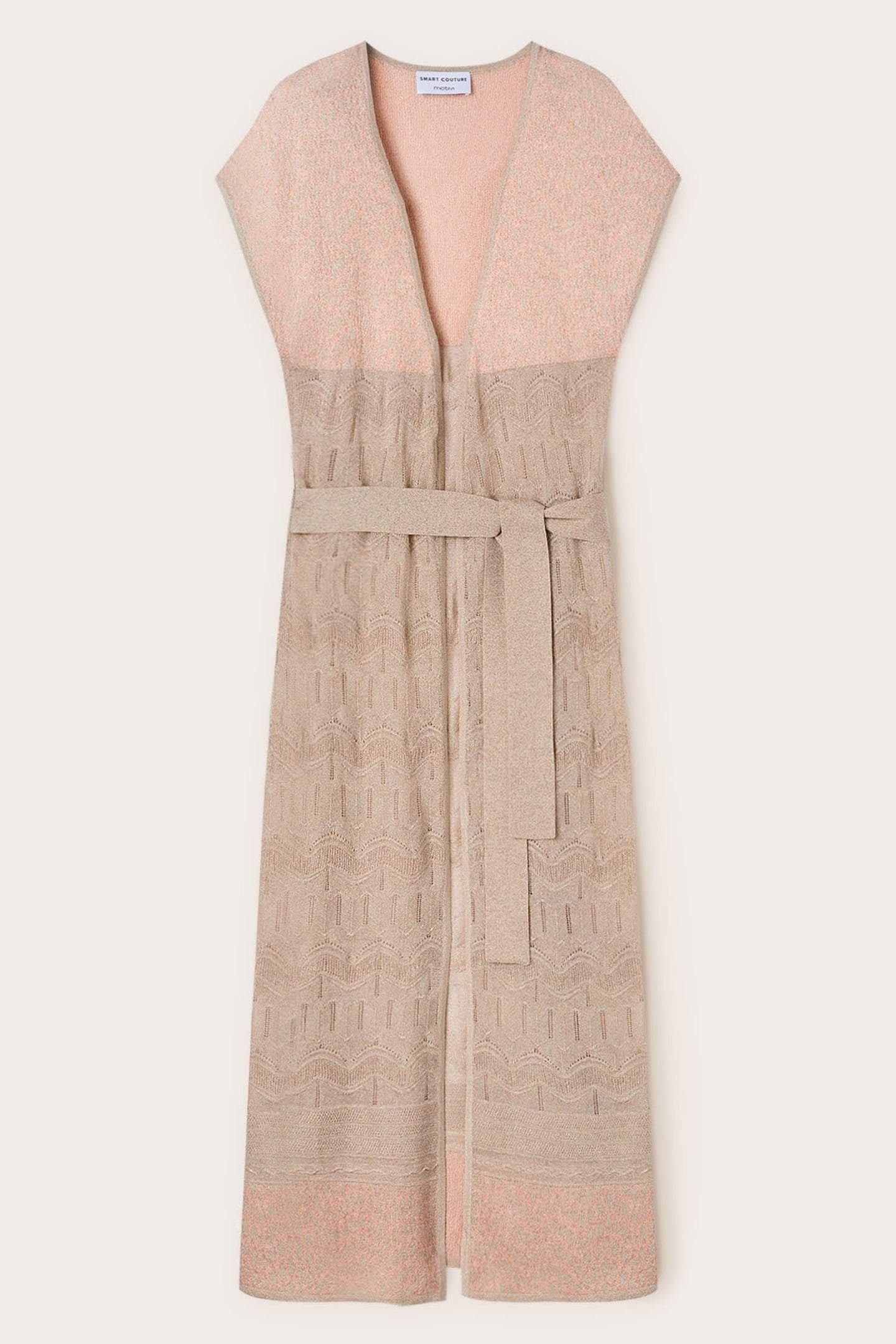 LONG PATTERNED LUREX KNIT CARDIGAN PINK 5