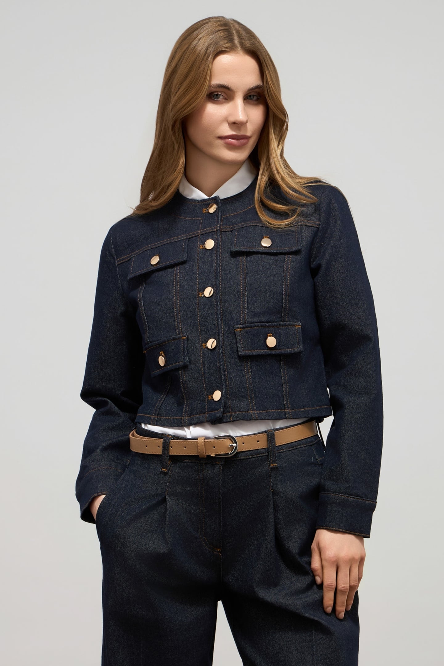 SHORT DENIM JACKET BLUE 1