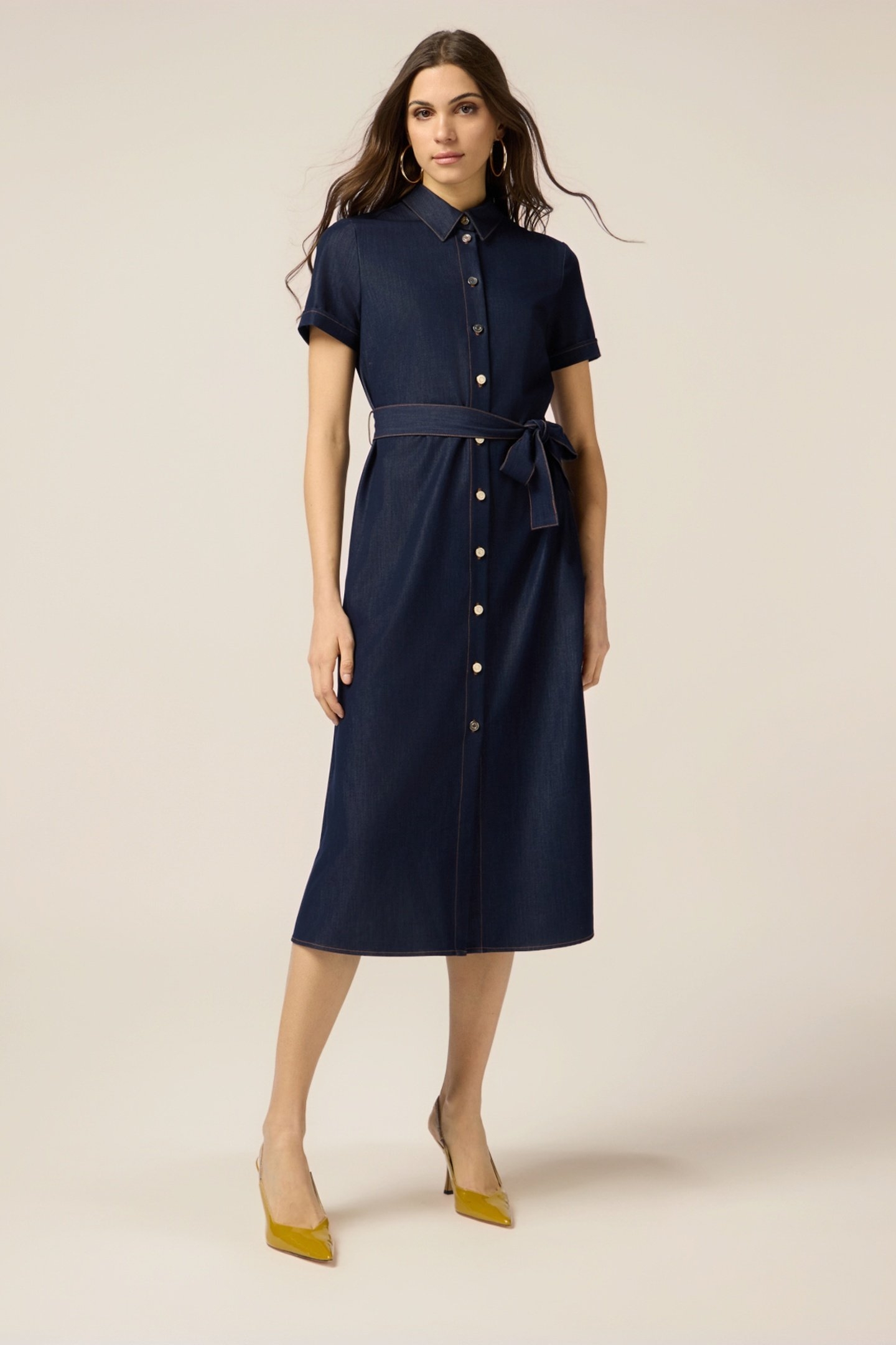 LONG DENIM-EFFECT SHIRTDRESS BLUE 1