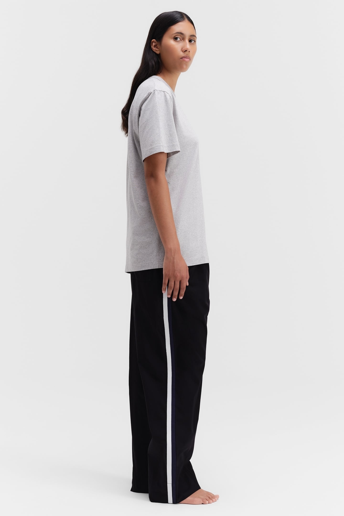 UNISEX POPLIN, PYJAMAS PANTS GROSGRAIN SIDE STRIPE ALL BLACK 5