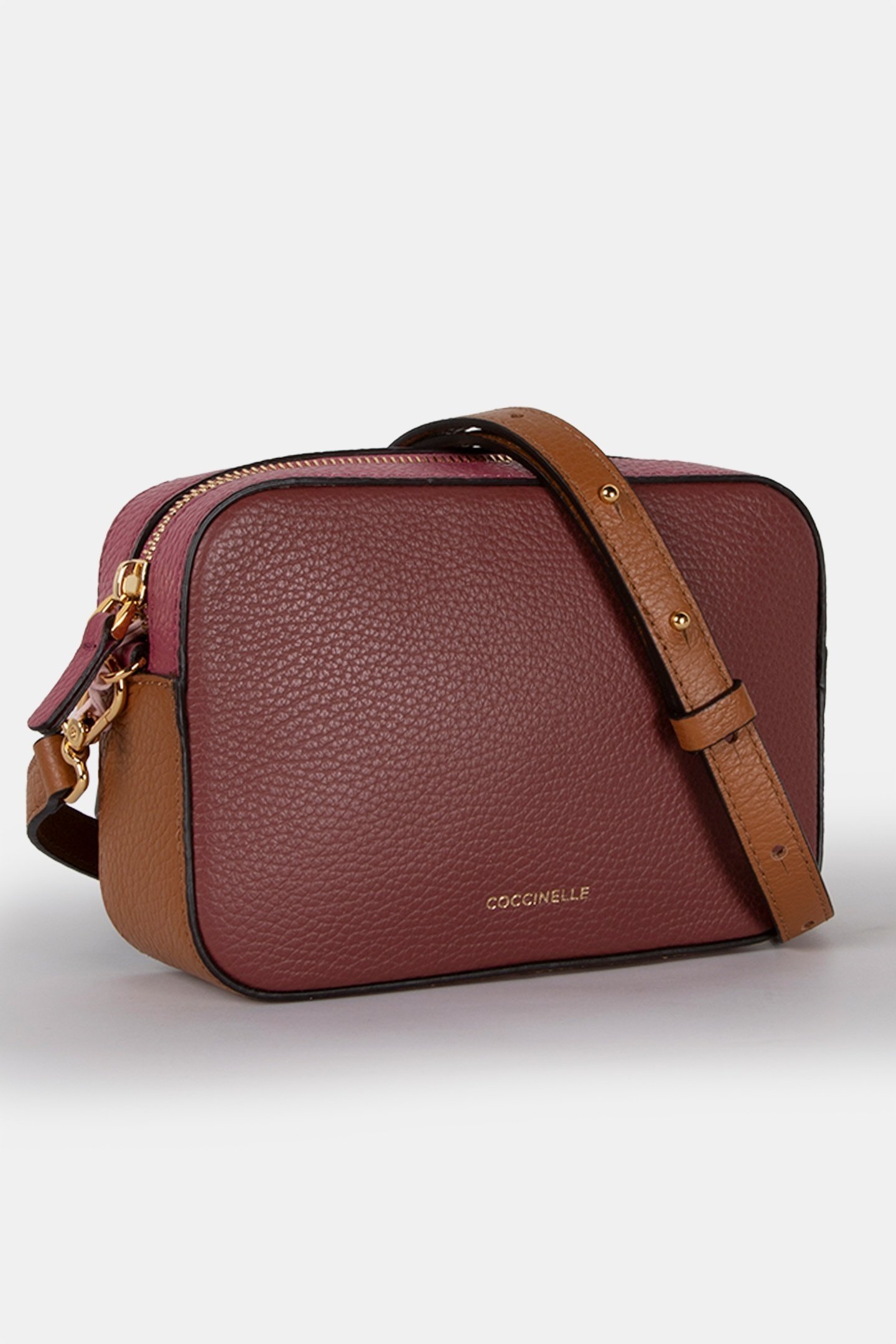 LEATHER CAMERA CROSS BODY BAG IN BROWN 3