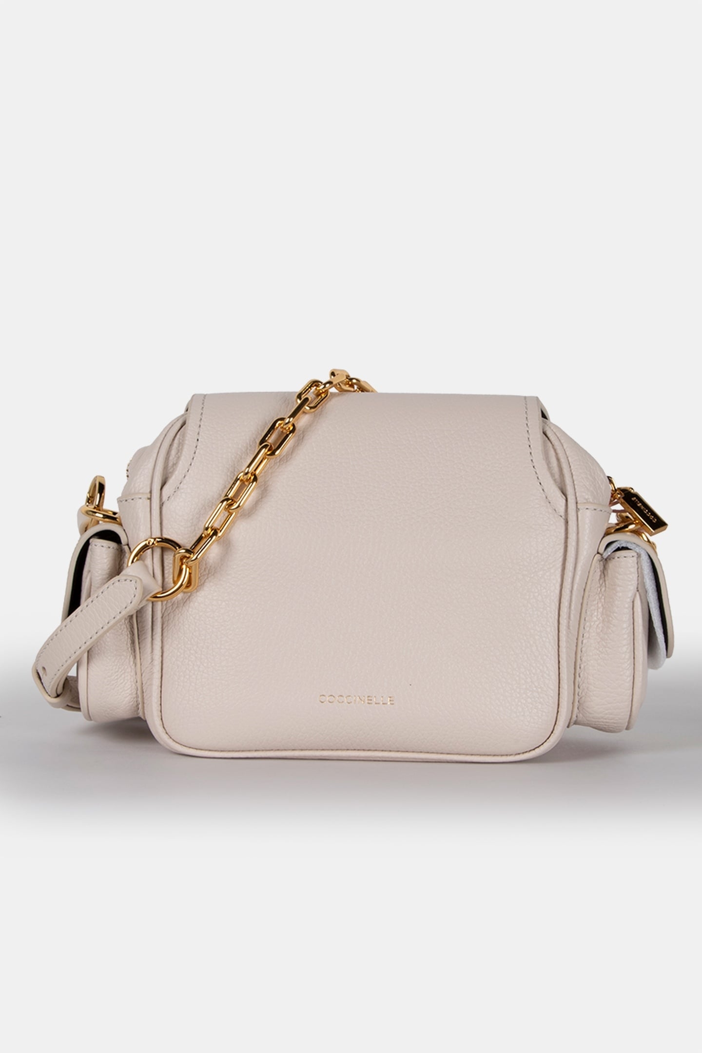 CROSS BODY BAG WITH POCKETS WITH CHAIN STRAP IN CREAM 4