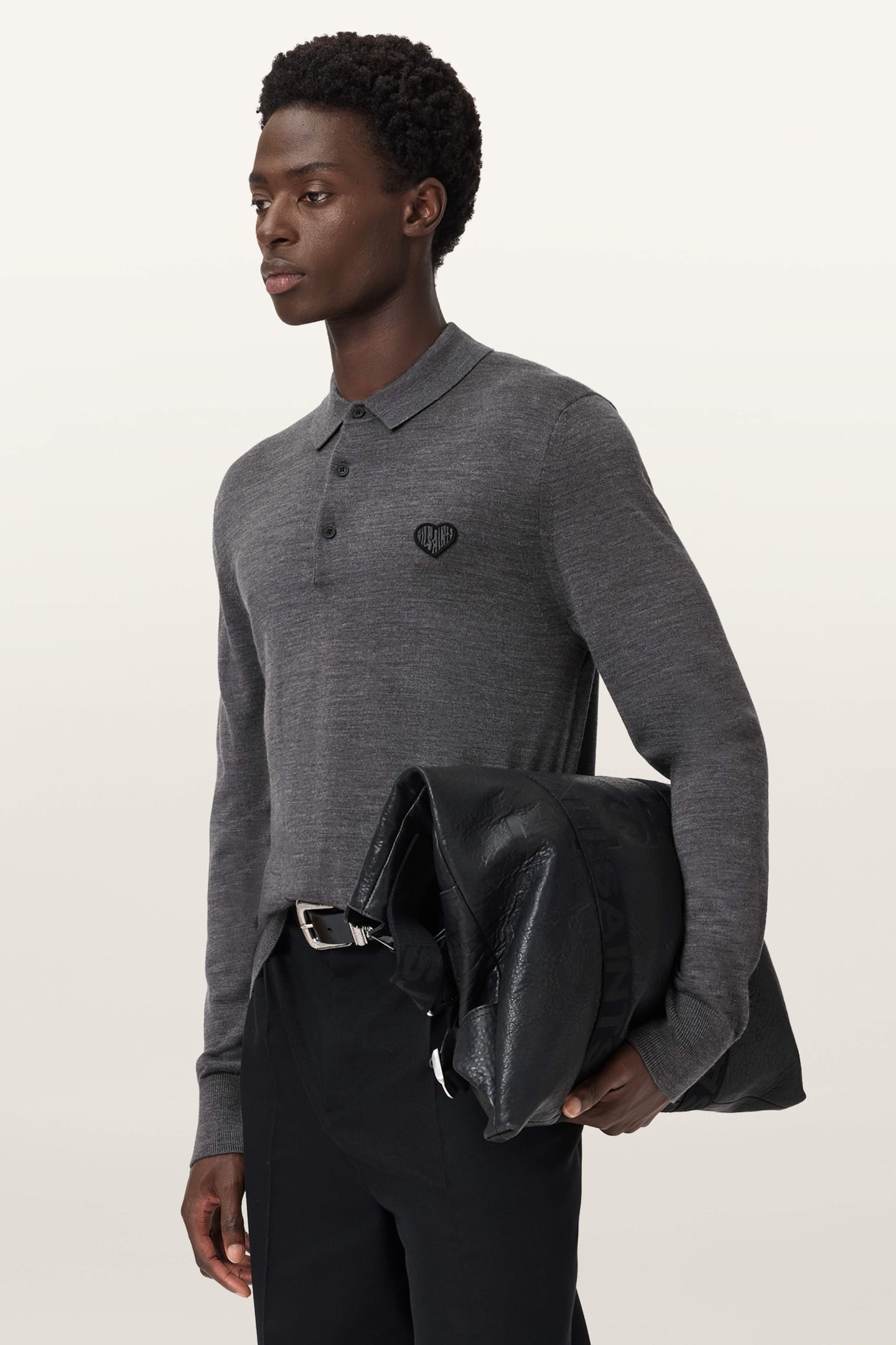 LVER MERINO LS POLO MONUMENT GREY 3