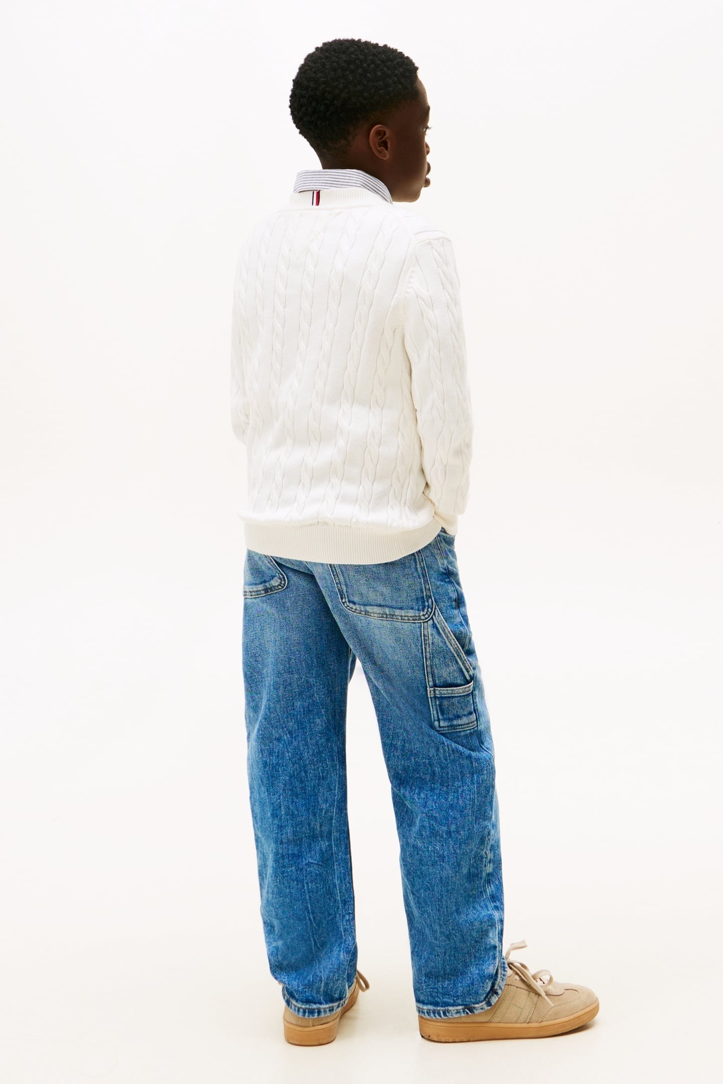 BOYS GRAPHIC CABLE SWEATER IVORY SILK 3