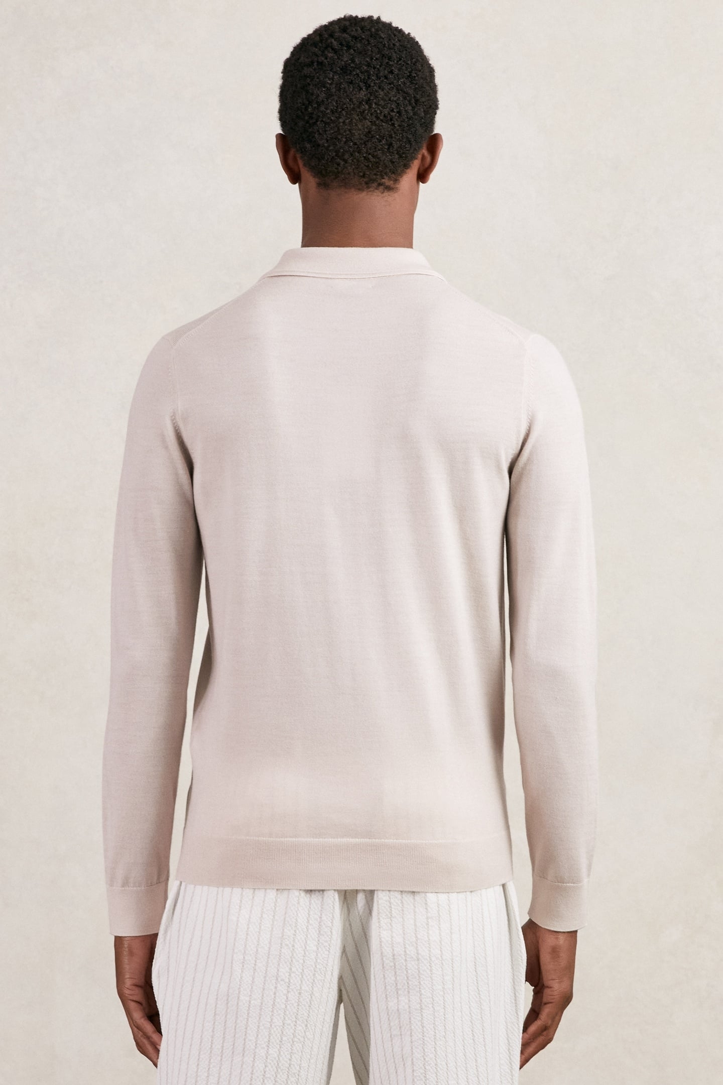 LS HALF BUTTON MERINO WOOL POLO BEIGE 2