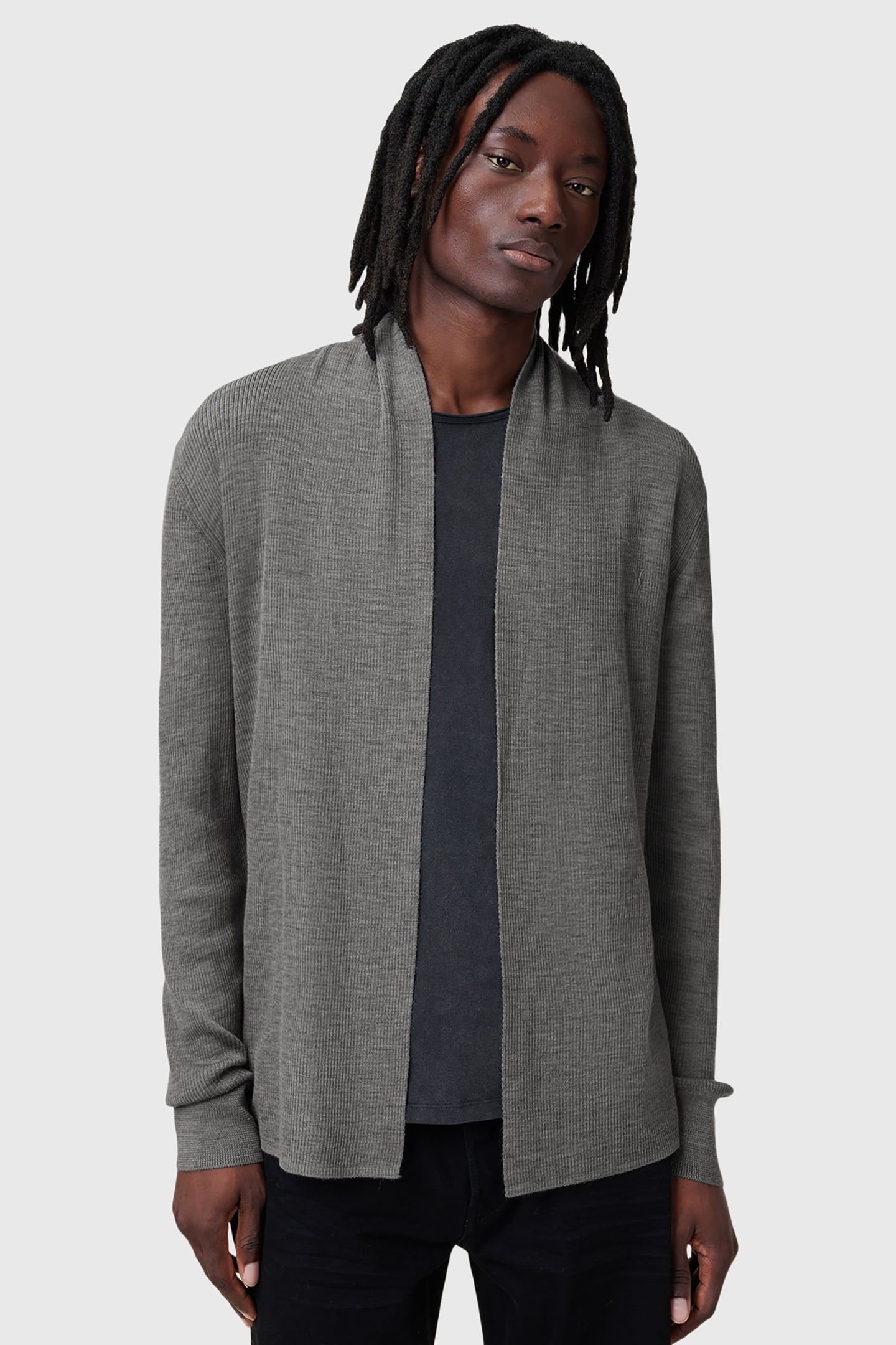 MODE MERINO OPEN CAR FOSSIL GREY 1