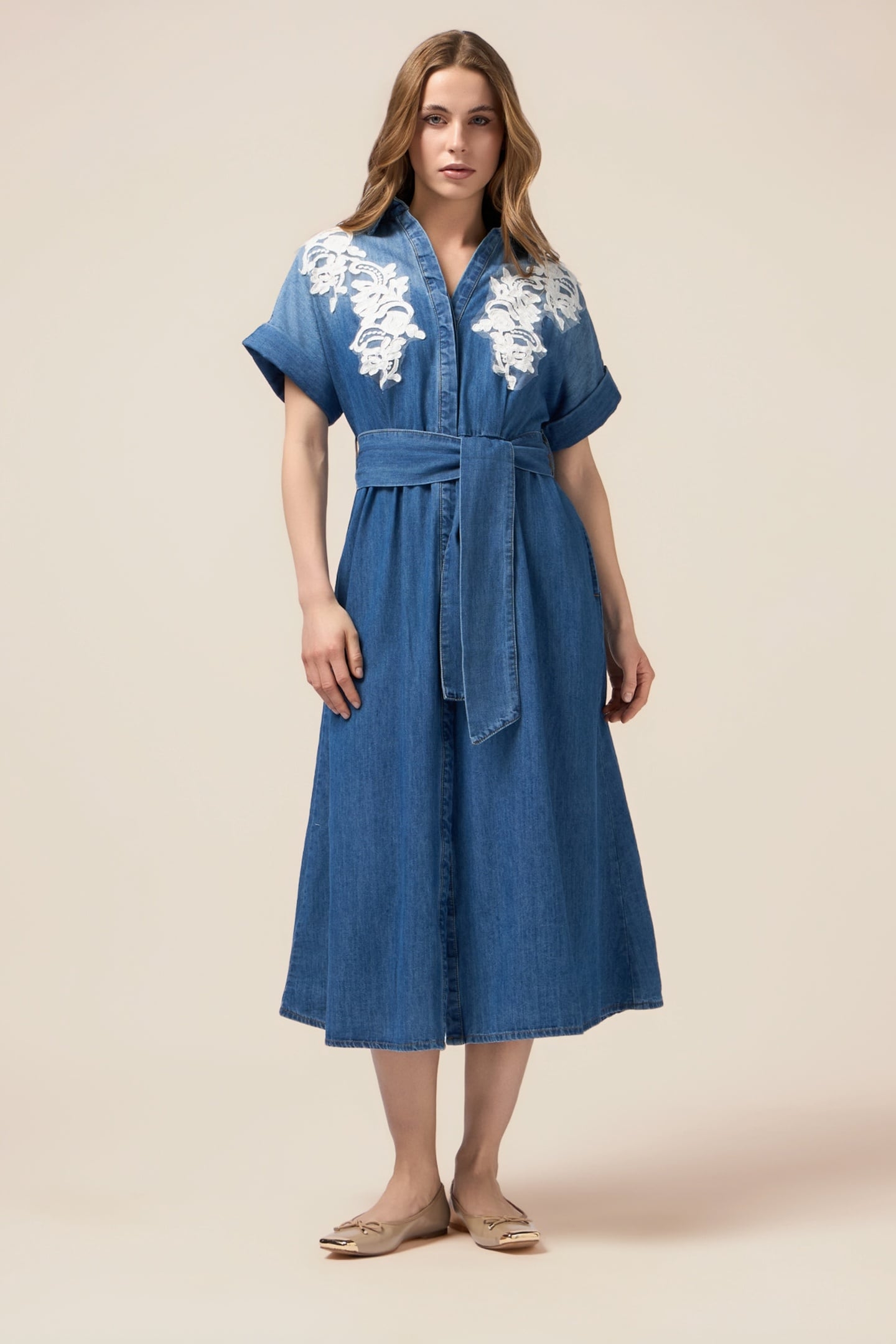 DENIM SHIRT WITH EMBROIDERY LIGHT BLUE 2