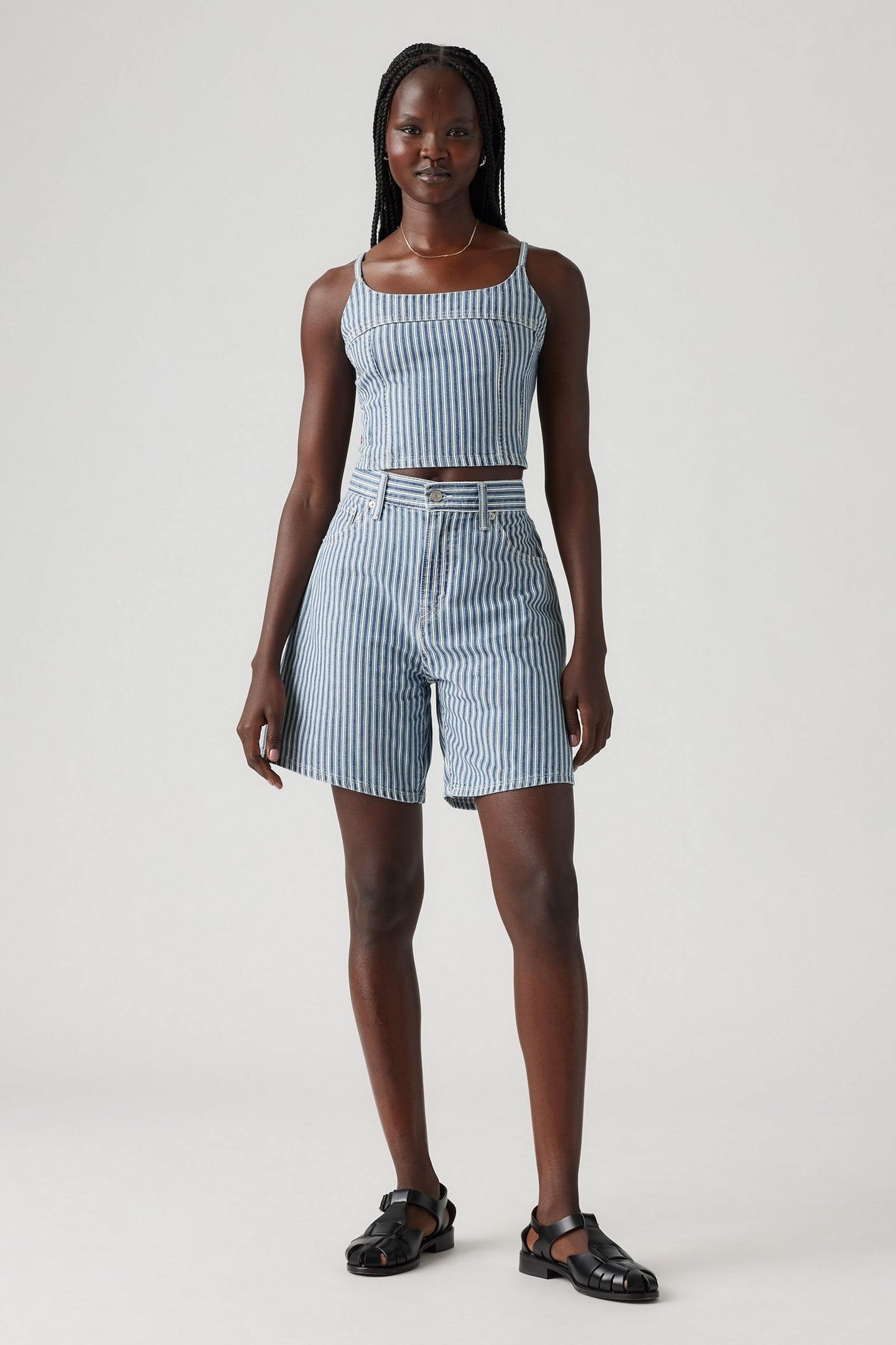 HIGH RISE BAGGY SHORTS BLUE 1