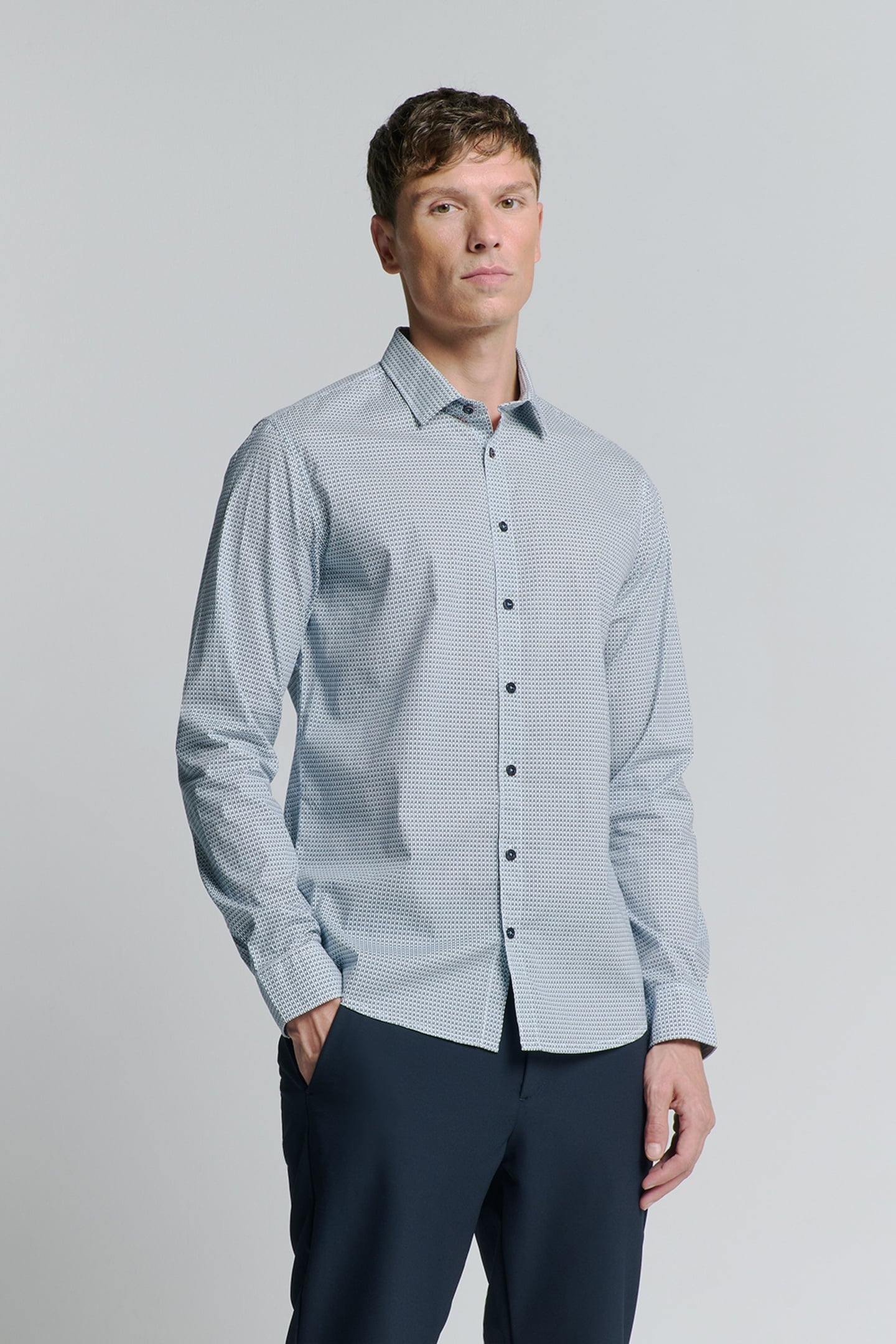 SHIRT STRETCH ALLOVER PRINTED SEABLUE 1